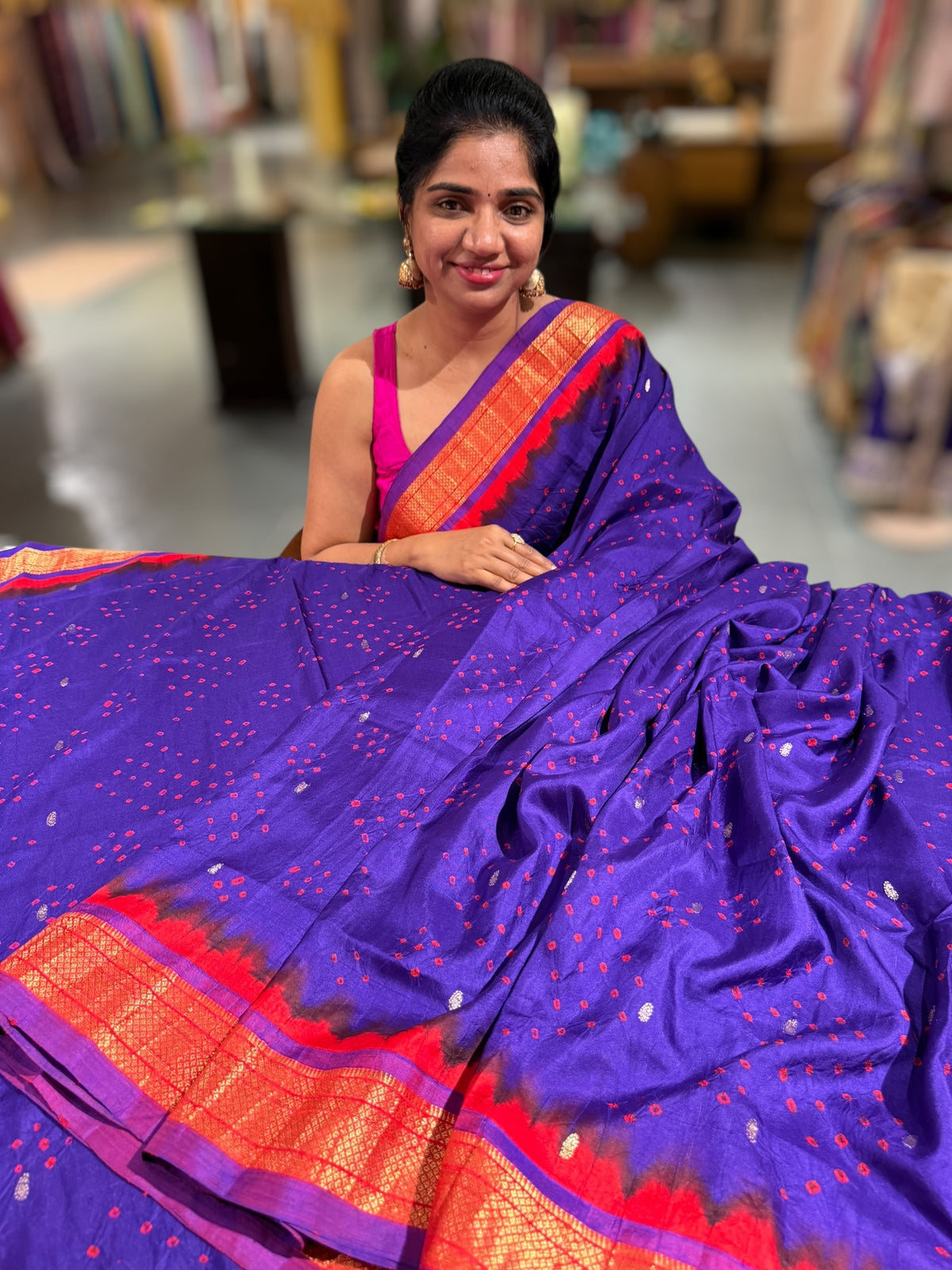 Pure handloom Bandhini paithani saree