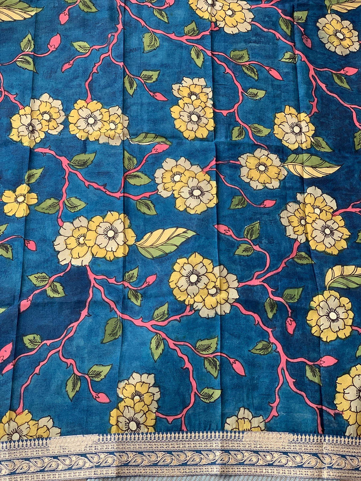 Cobalt blue Banarasi tonchoi brocade with sabyasachi borders and pen kalamkari Blouses