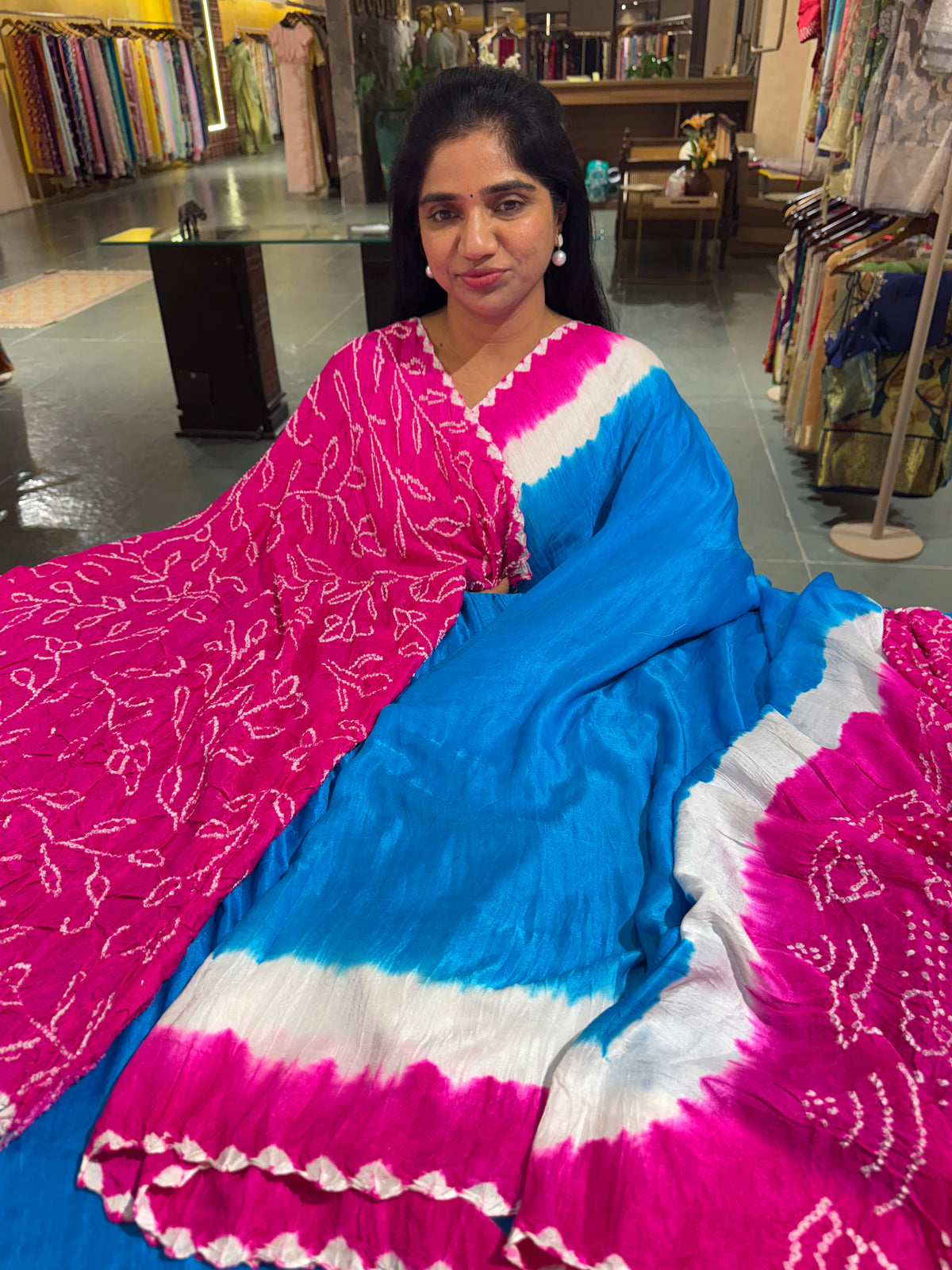 Pure gajji silk saree Rai bandhej Saree