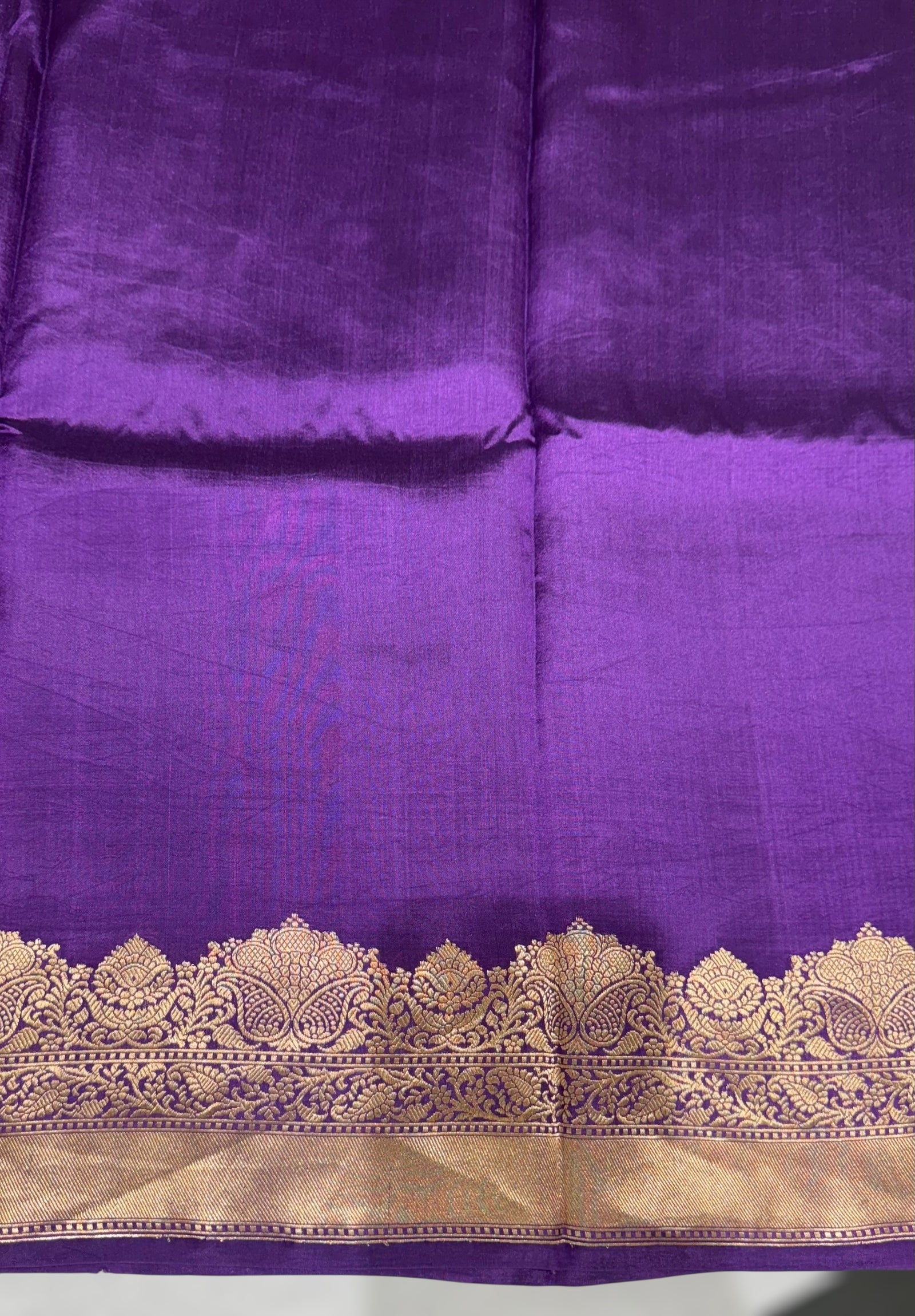 Brinjal Poona Silk Saree with double Borders