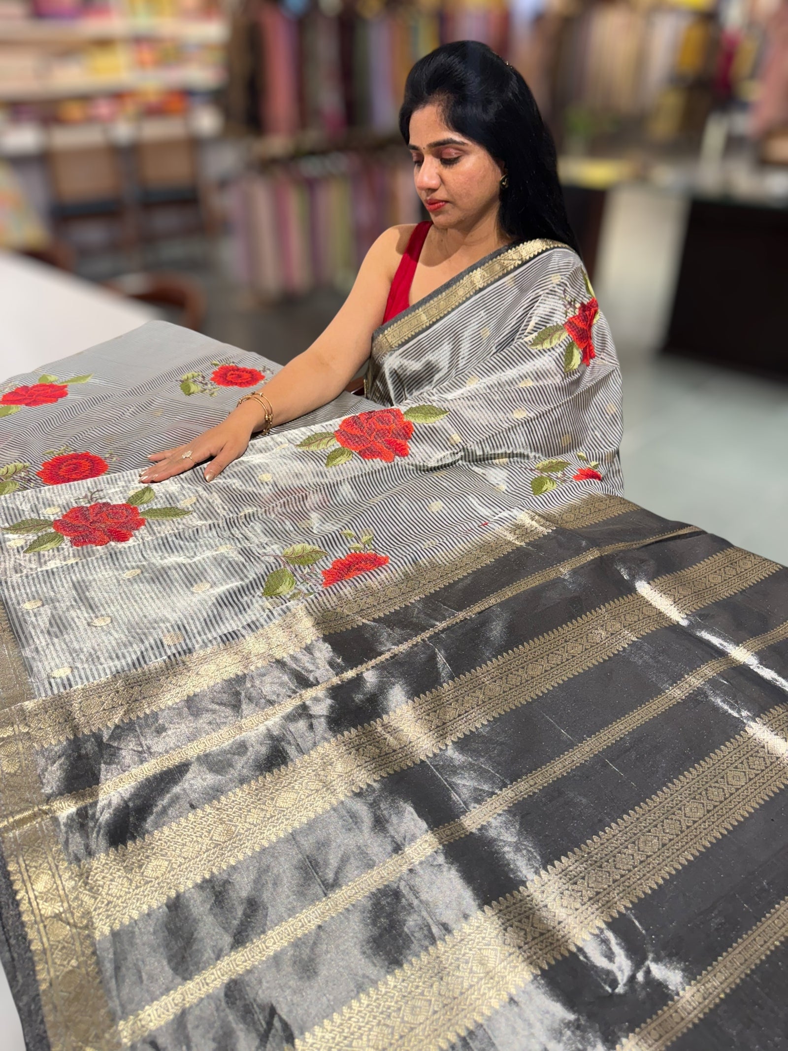 Banarasi tissue with embroidery