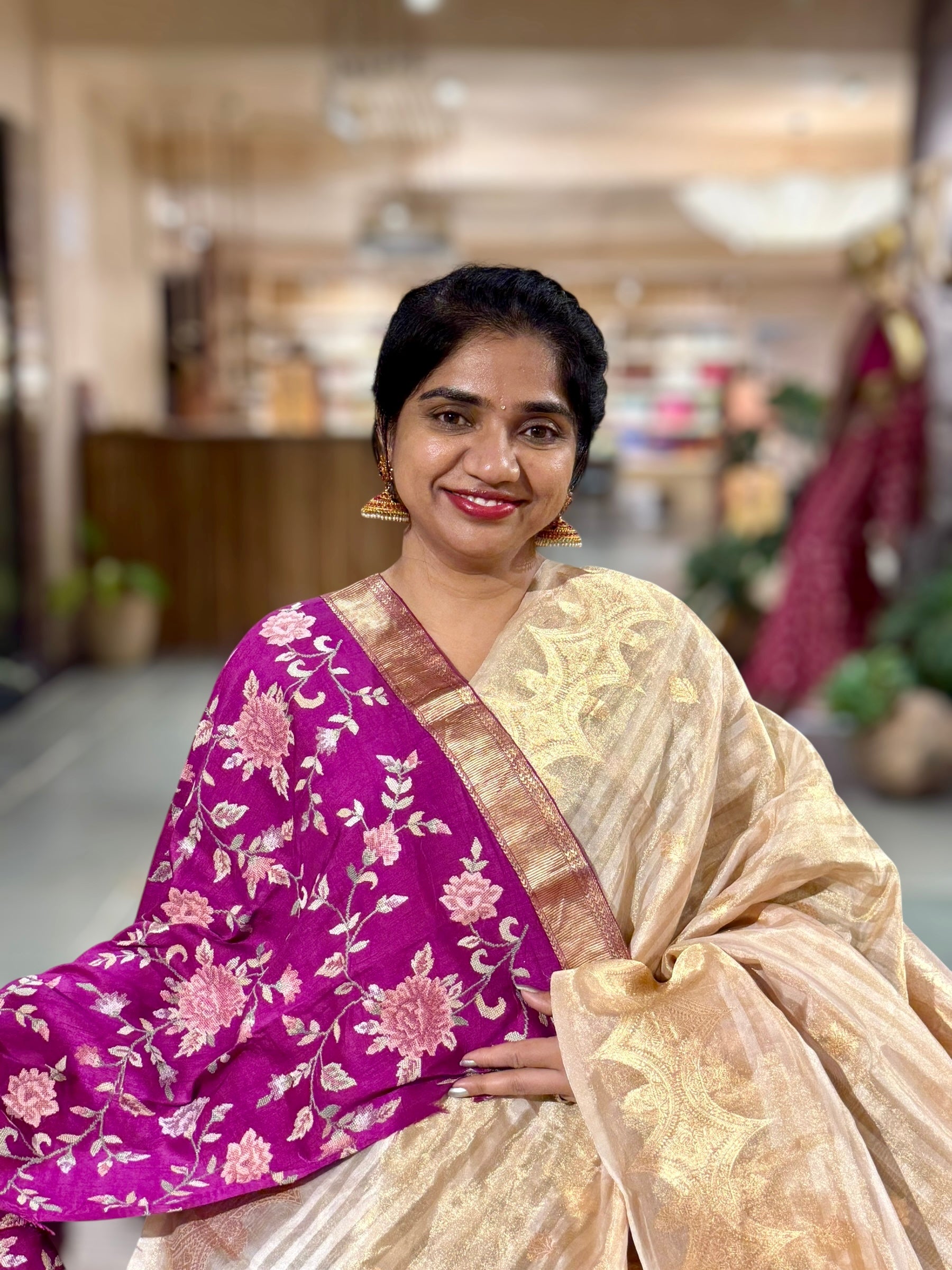 Golden Banarasi Tissue Silk Saree