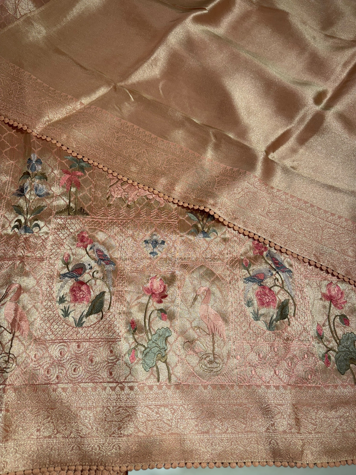 Peach Fancy Banarasi saree with embroidery