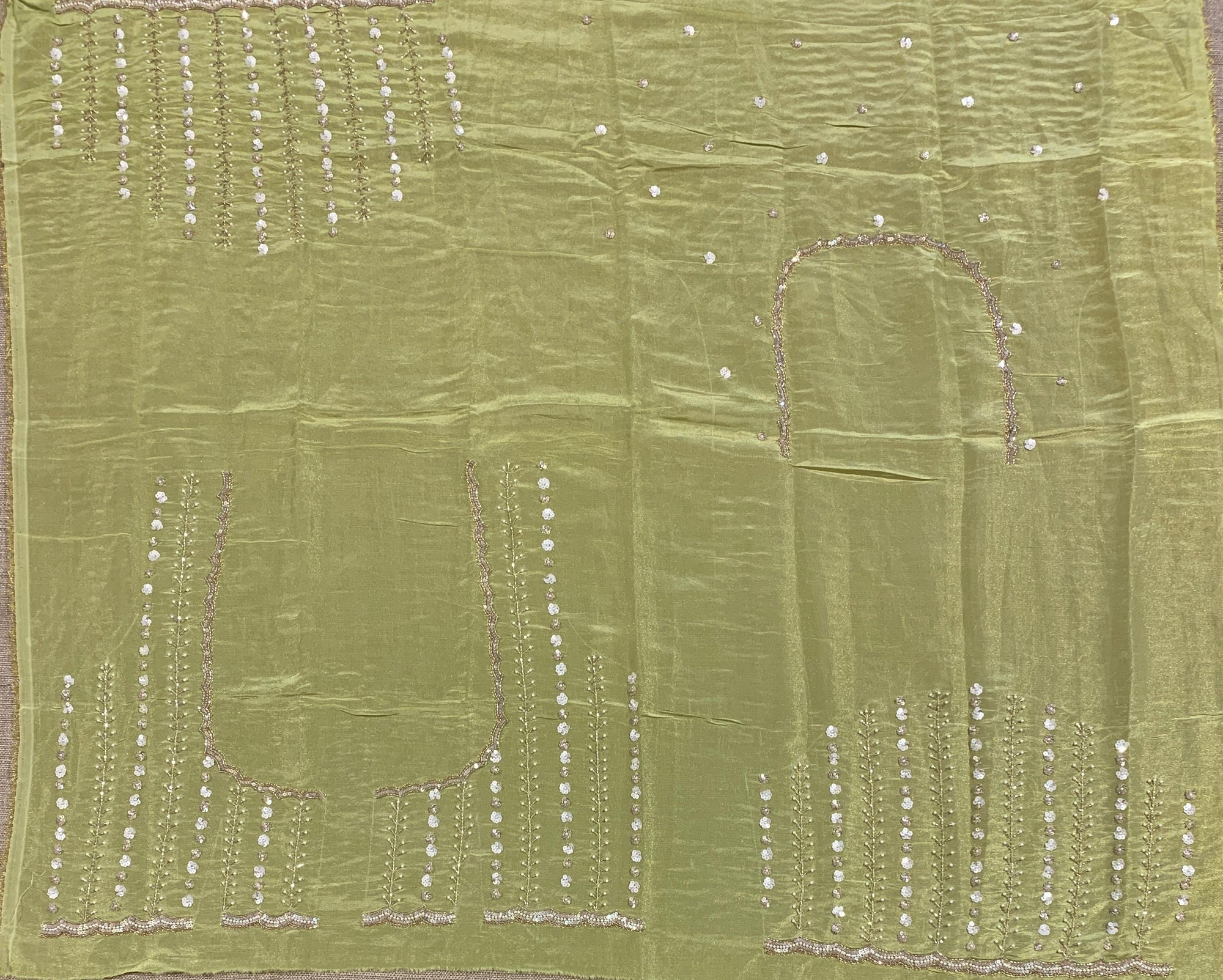 Tissue Gorgette Saree With Handwork Border and Blouse.