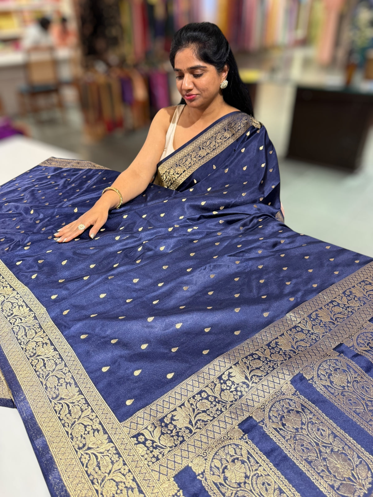Navy Mashru Silk Saree
