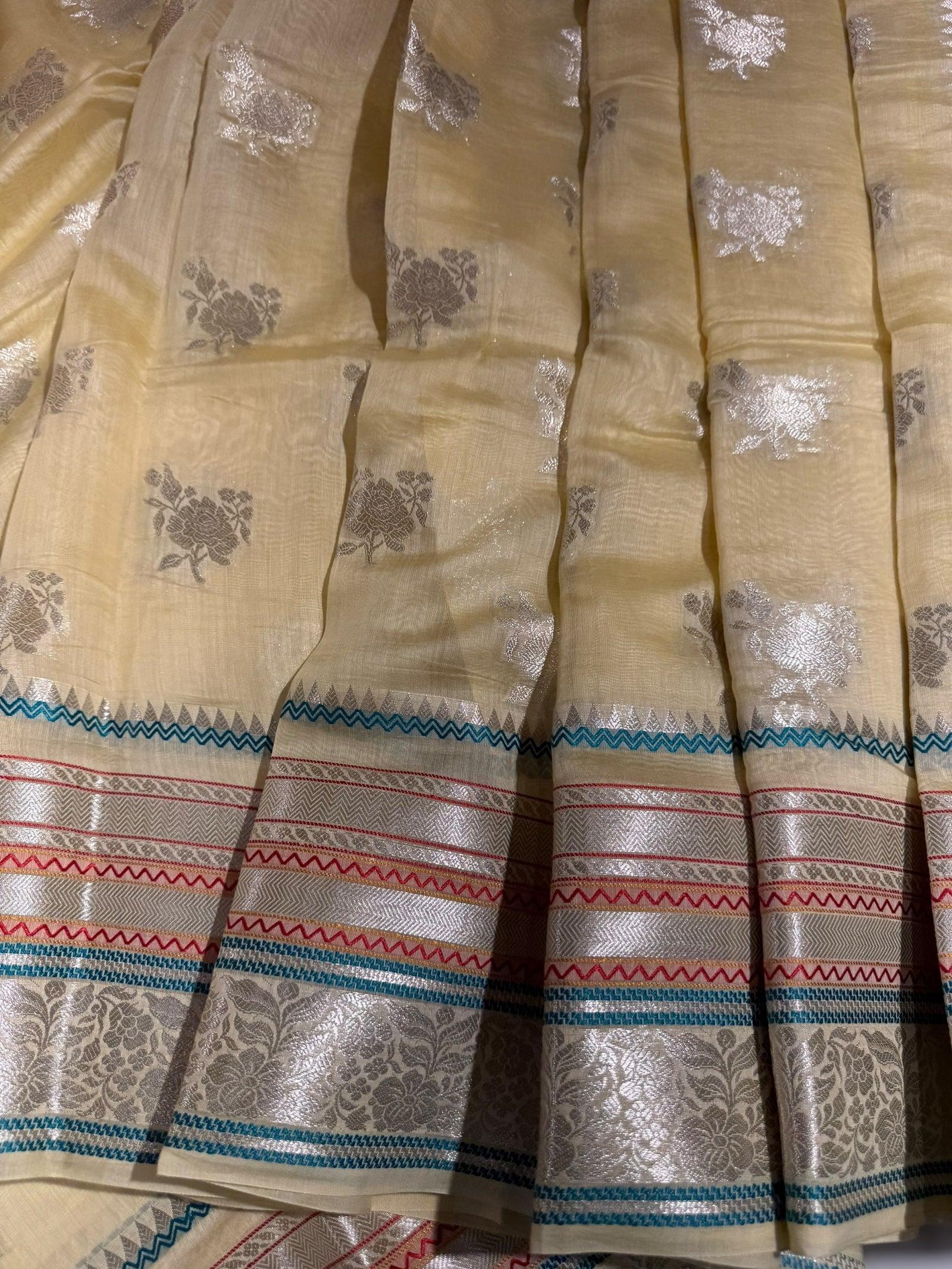 Pastel Yellow Banarasi Mul Silk Cotton Saree