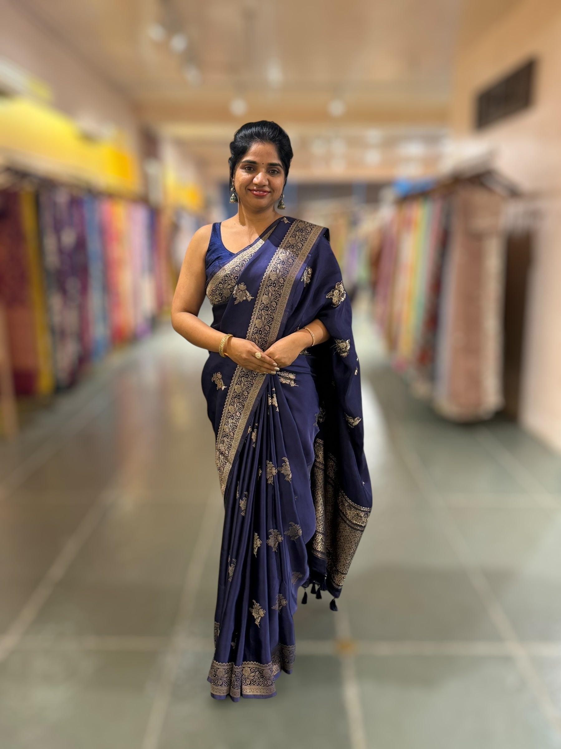 Violet Mashru Silk Saree with Paithani inspired embroidered blouse