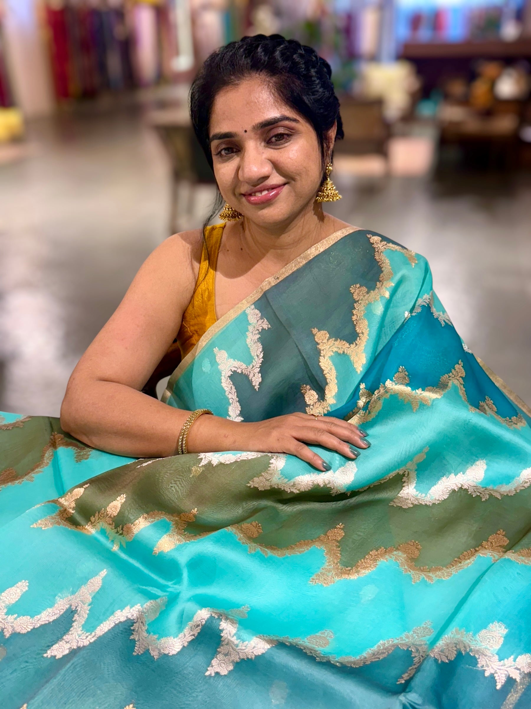 Kora Banarasi Saree in half & half style