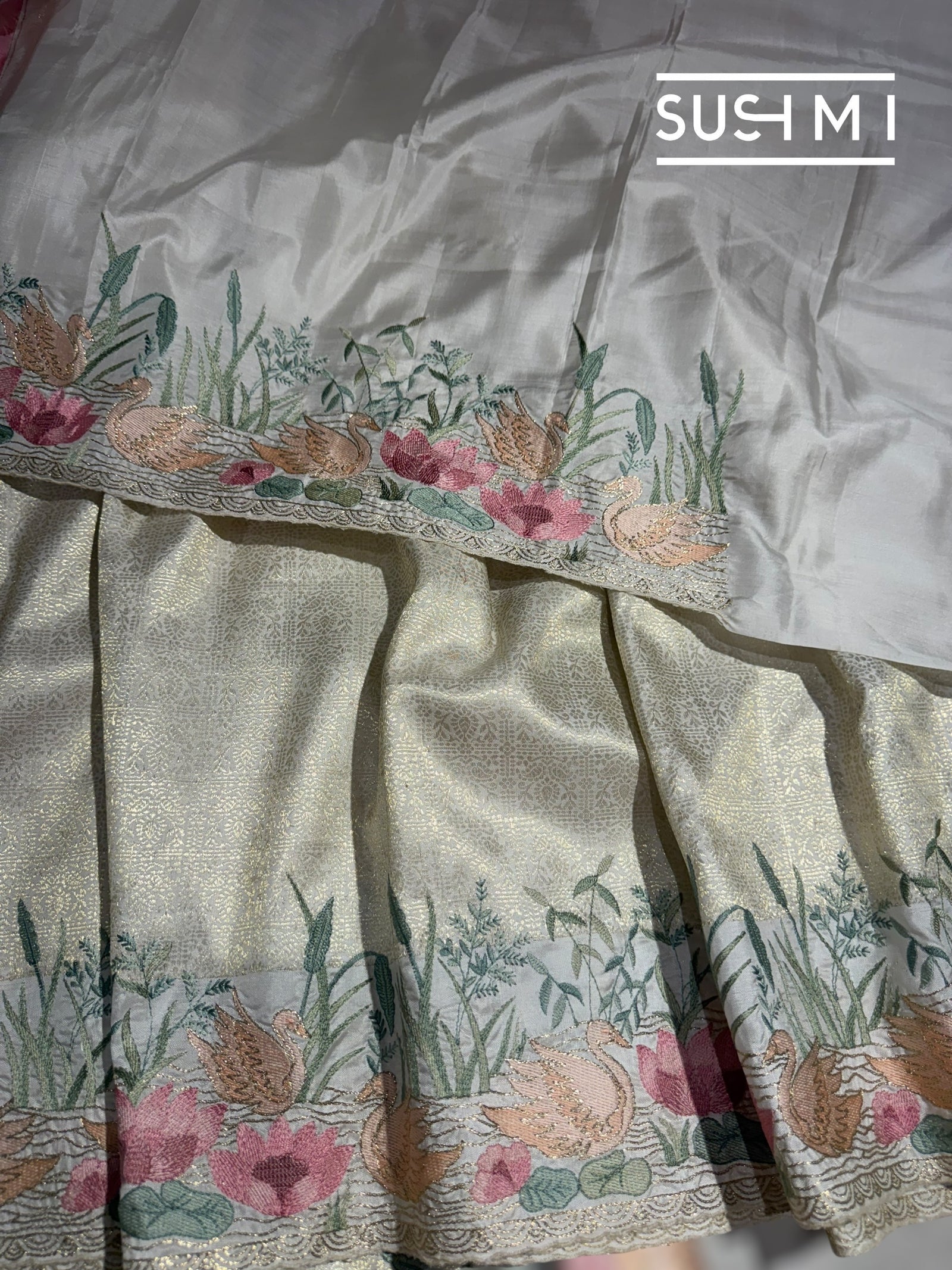 White Brocade Kanjeevaram with  embroidery D62F039