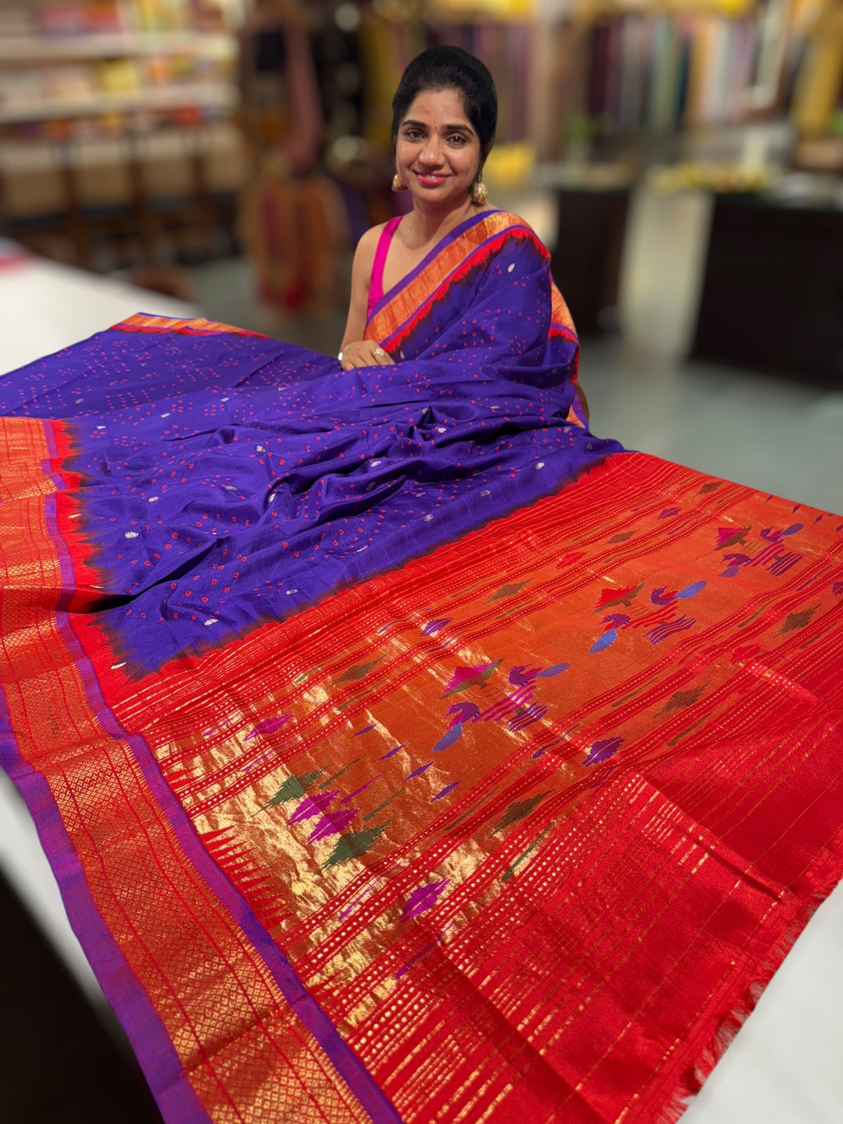 Pure handloom Bandhini paithani saree