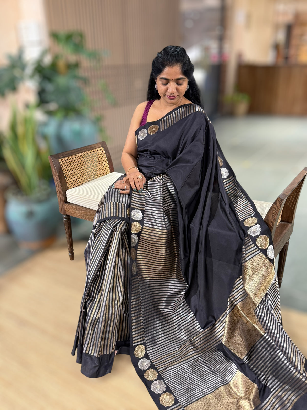 Black Designer Banarasi Ektara Silk Saree