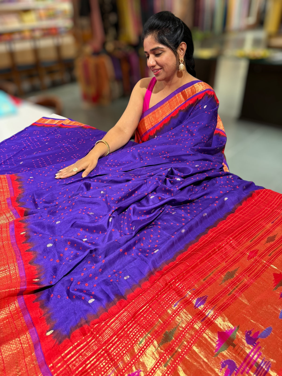 Pure handloom Bandhini paithani saree