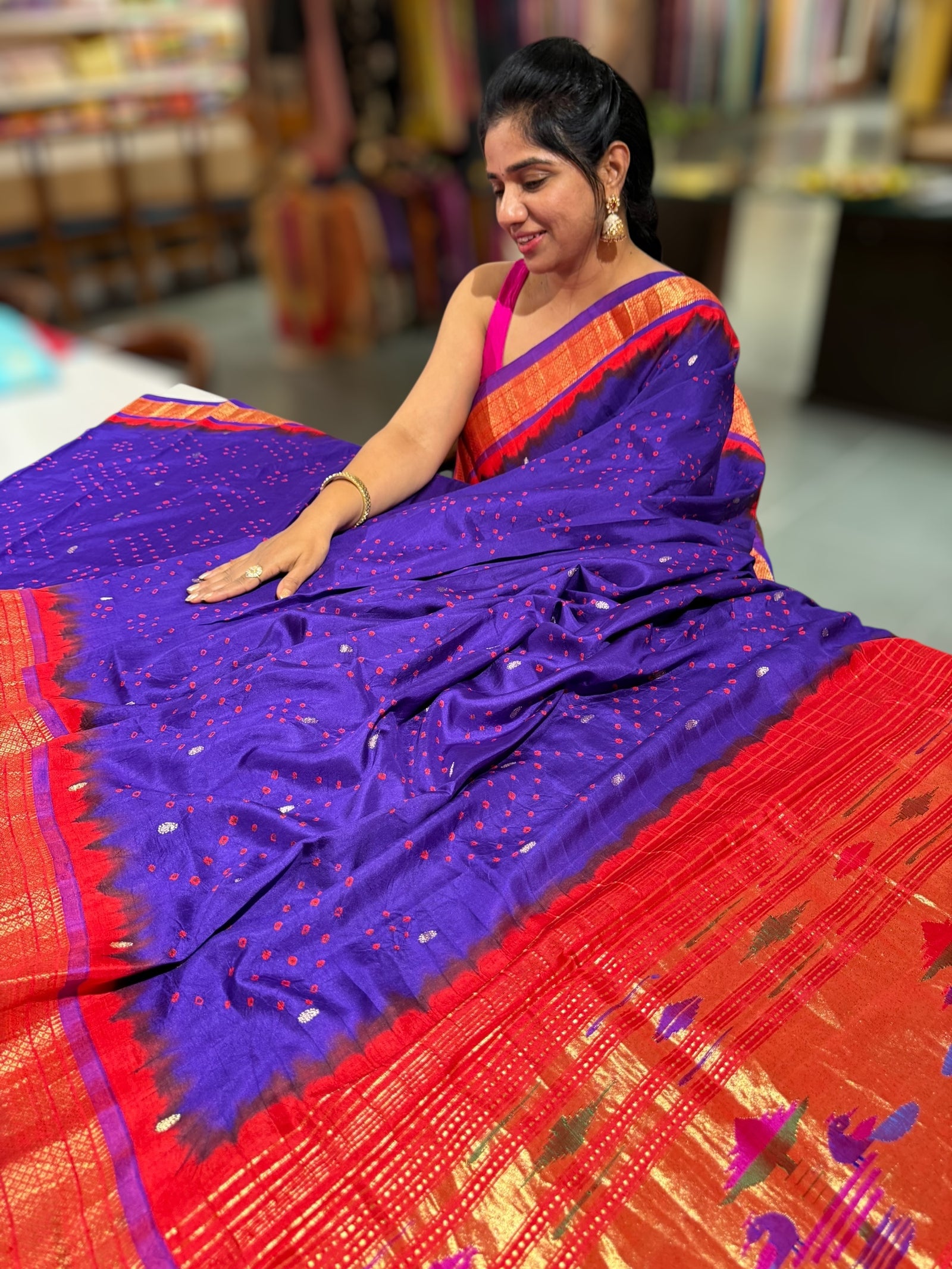 Pure handloom Bandhini paithani saree
