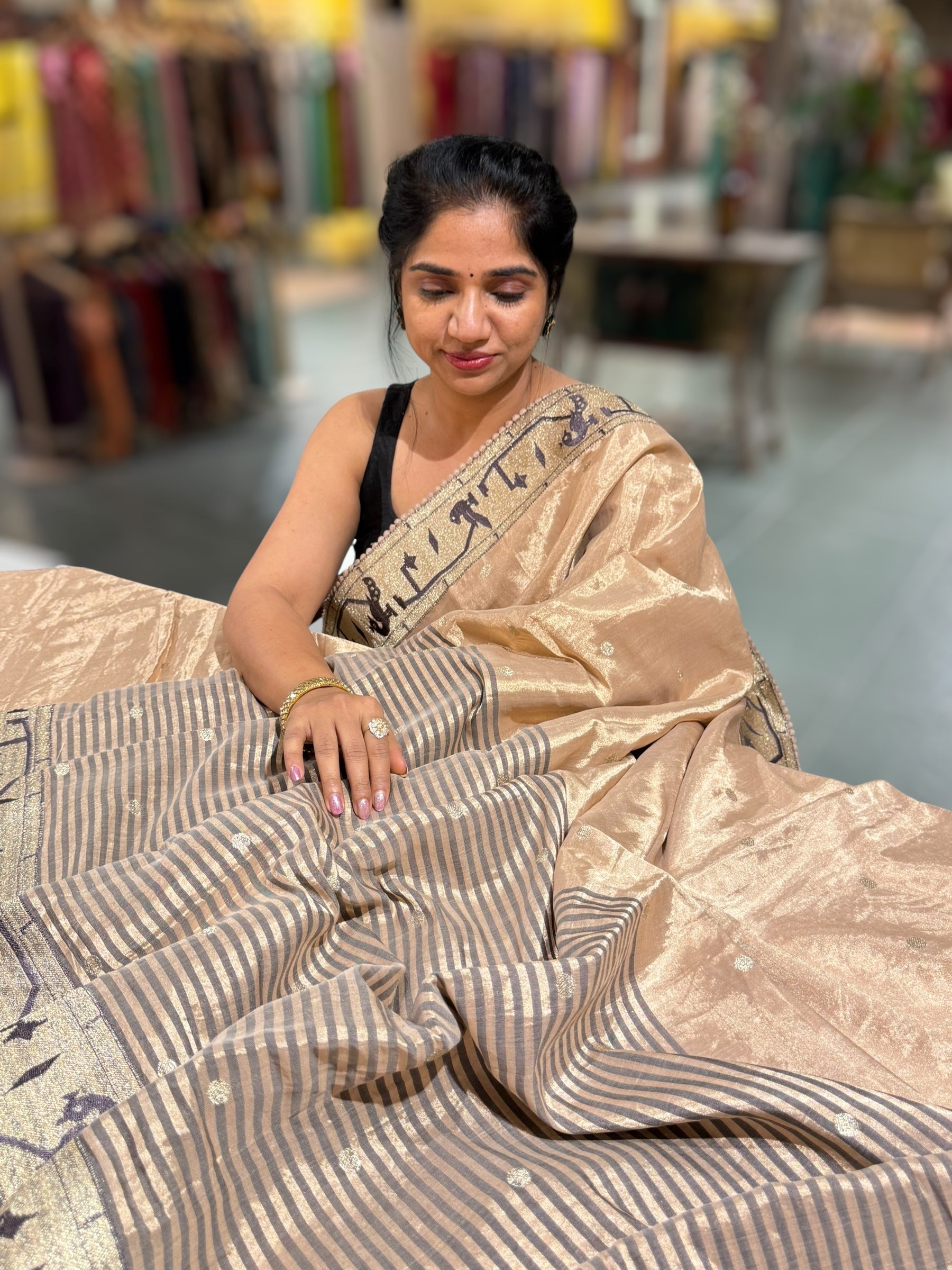 Mauve undertone Beige kanchi Tissue