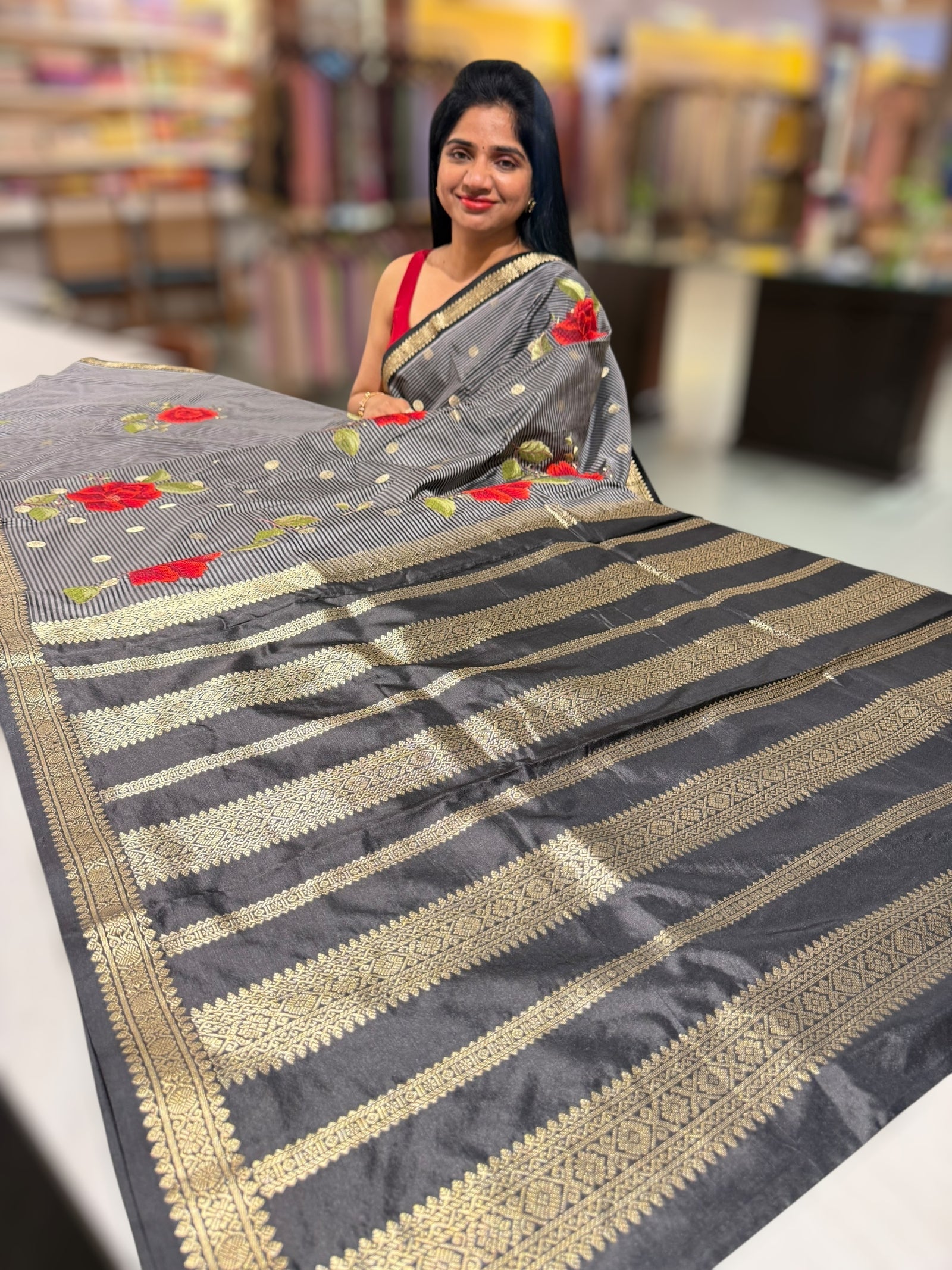 Banarasi tissue with embroidery