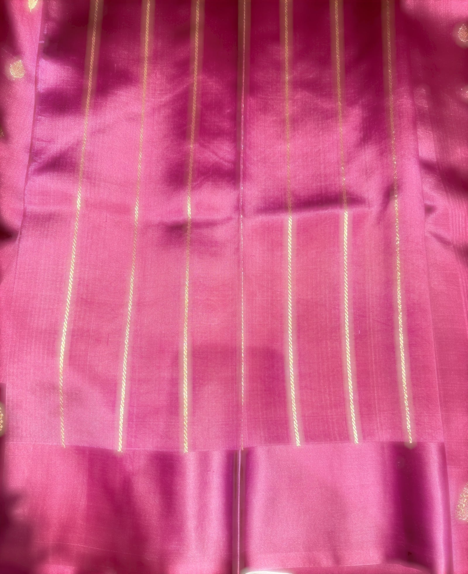 Dark onion pink Poona Silk Saree with kaduwa woven Motifs on Mashru Borders