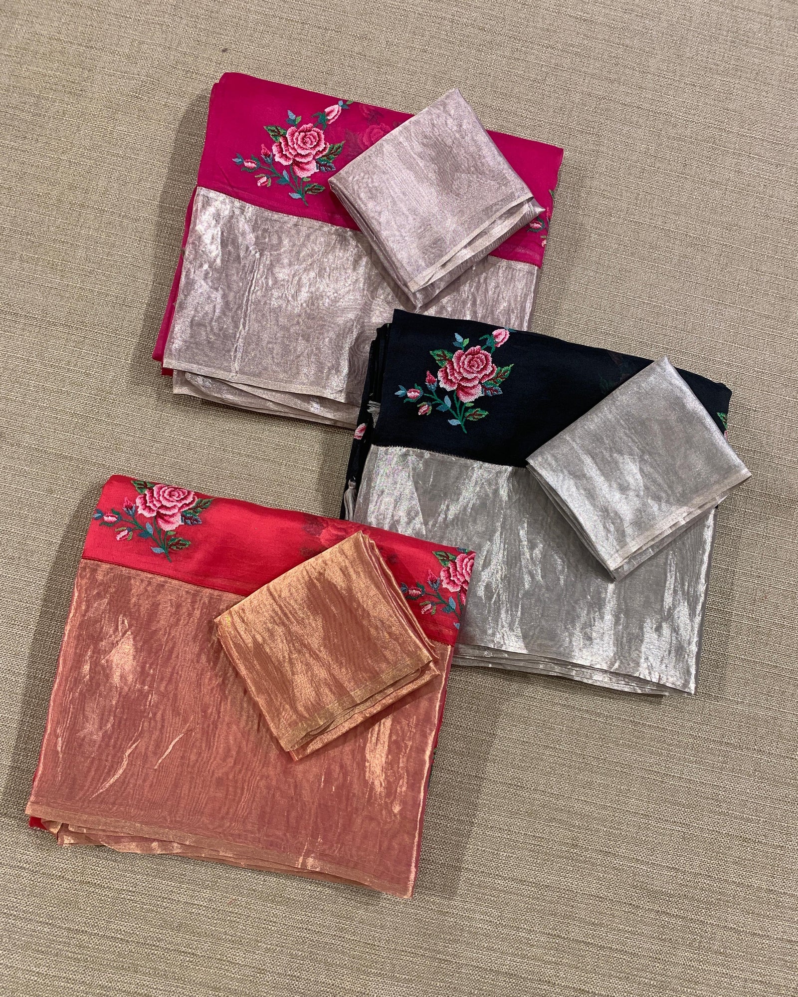 Rani Pink Pure Organza Saree with pure Tissue Border