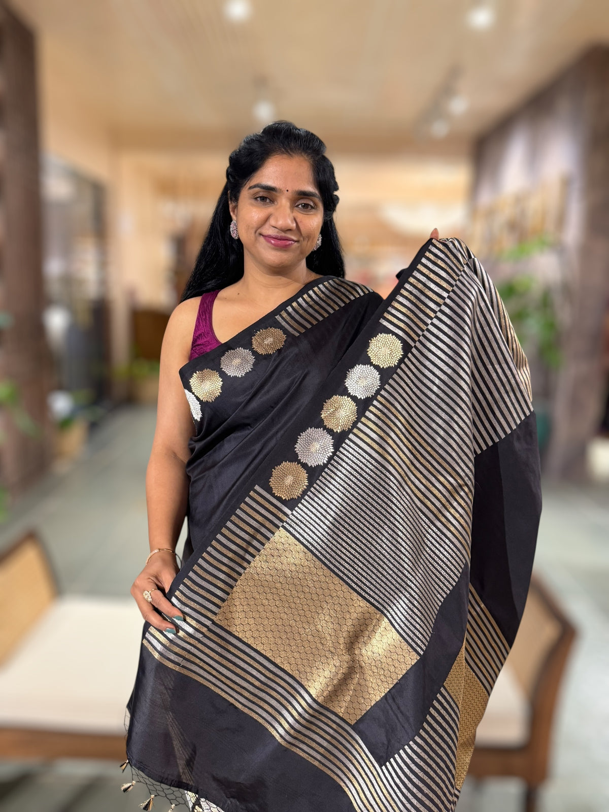 Black Designer Banarasi Ektara Silk Saree