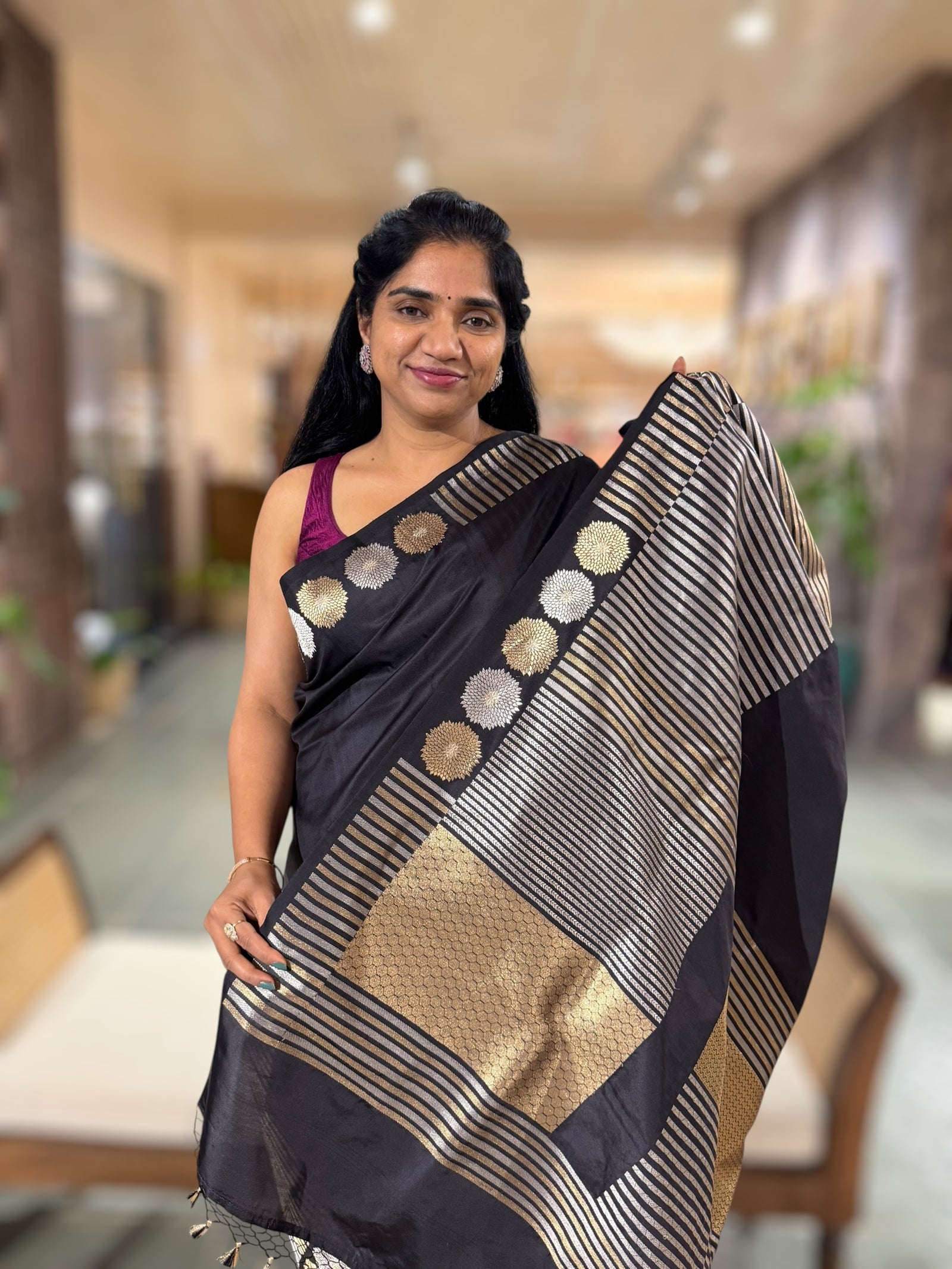 Black Designer Banarasi Ektara Silk Saree