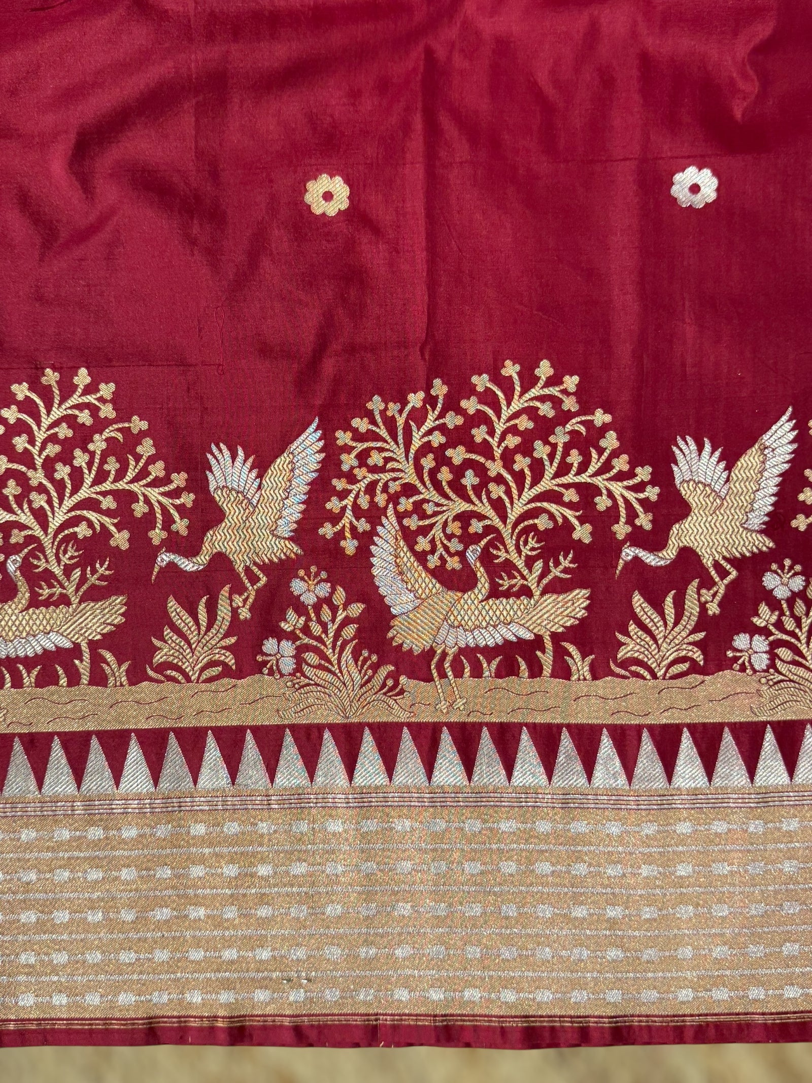 Ruby Red Designer Banarasi Silk Saree