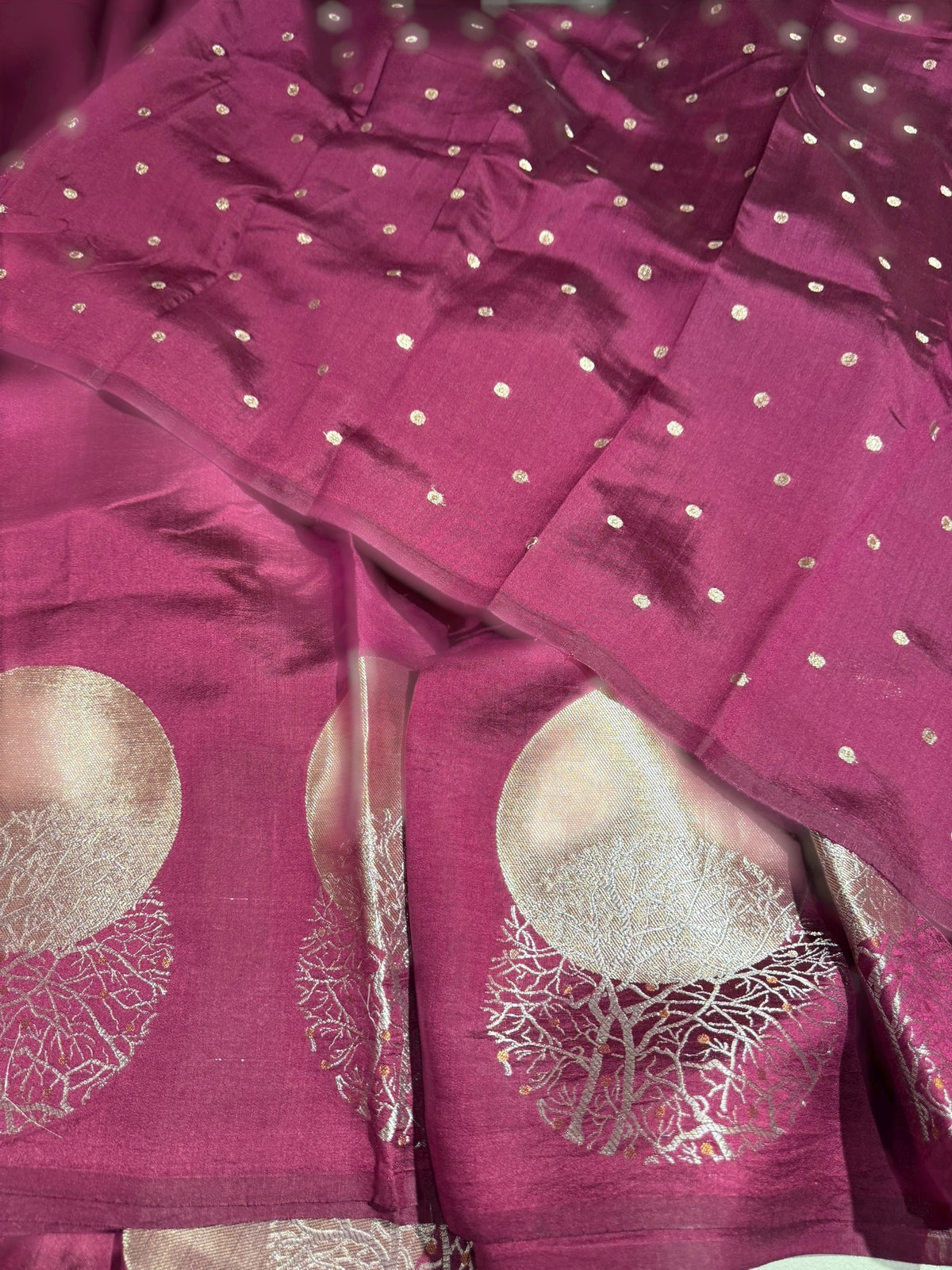 Grape Wine Banarasi Chiniya Silk with contemporary Borders