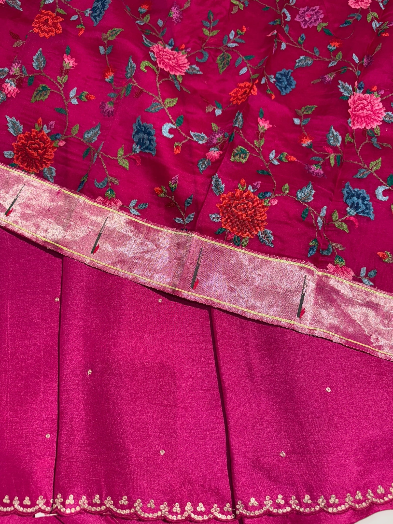 Rani Pink Tussar with fusion blouse
