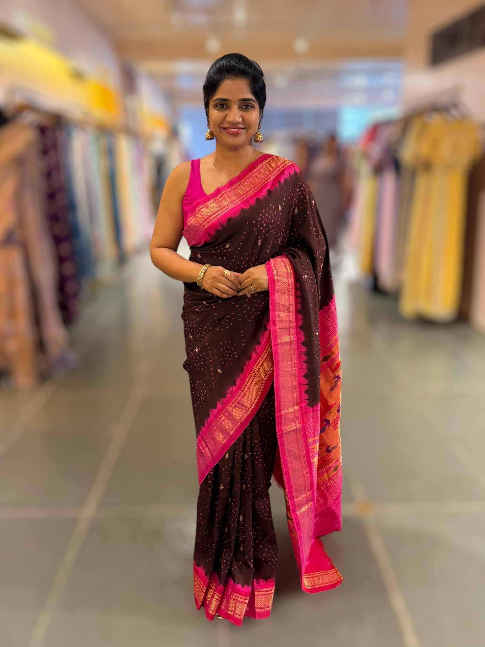 Pure handloom Bandhini paithani saree