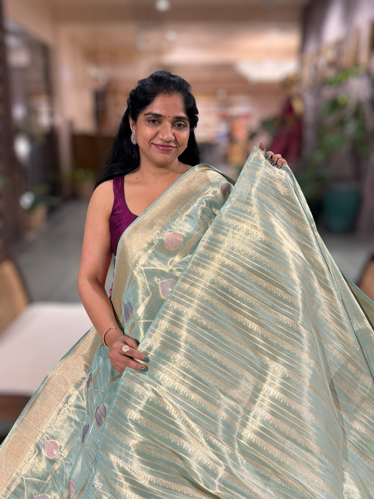SeaBlue Banarasi Ektara Tissue Saree