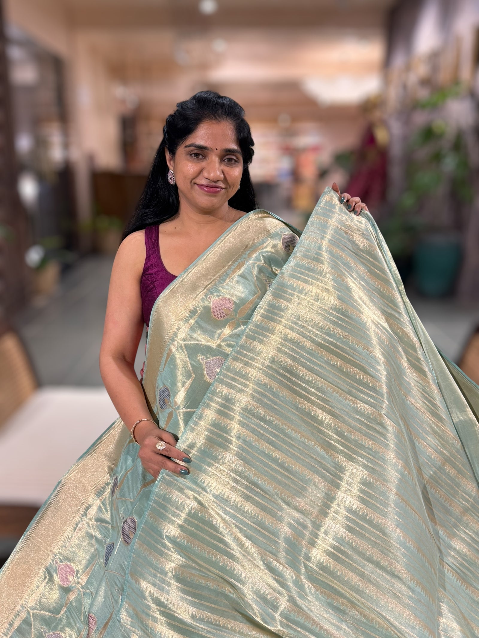 SeaBlue Banarasi Ektara Tissue Saree