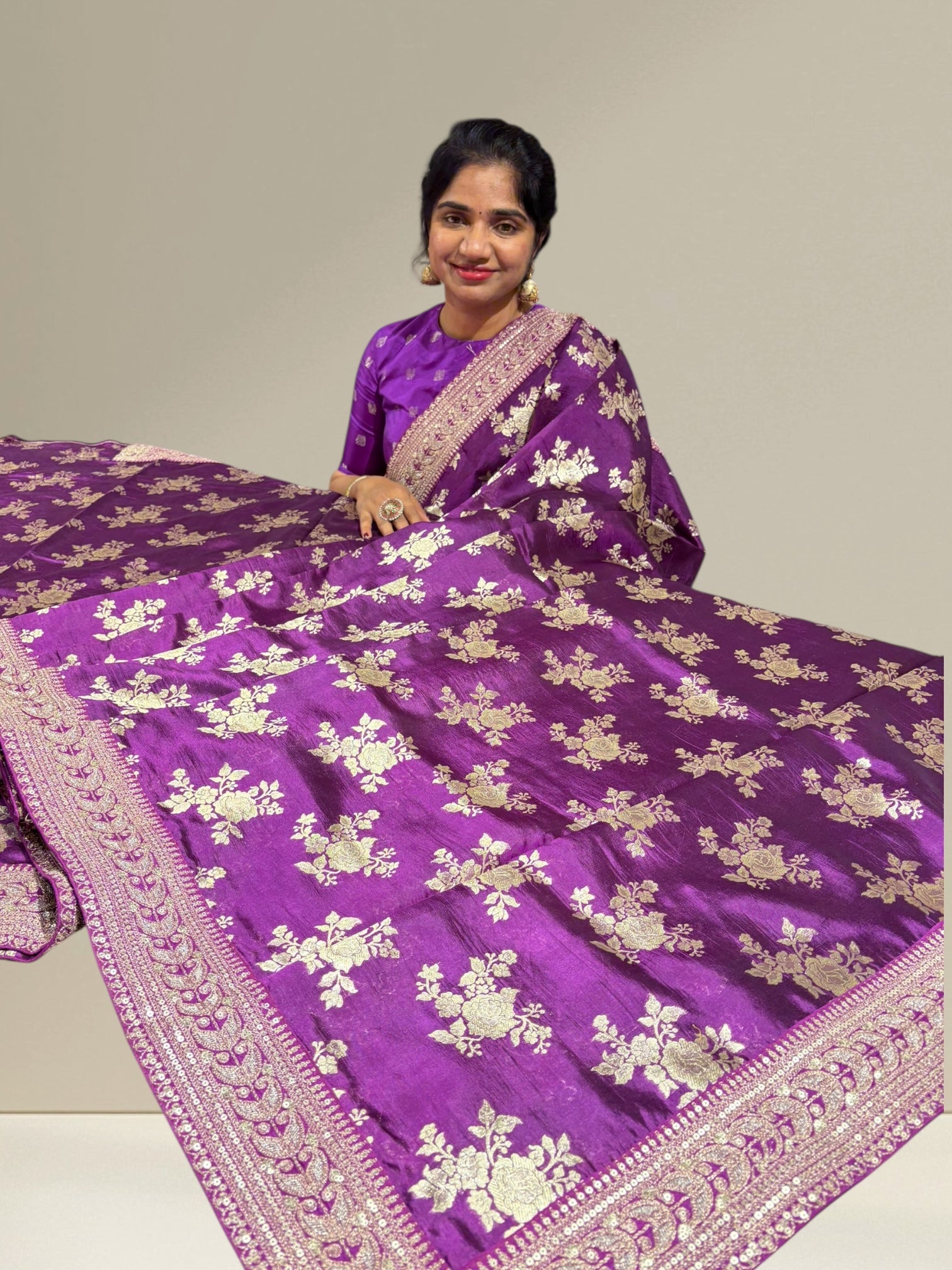 Purple Designer Banarasi Silk Saree
