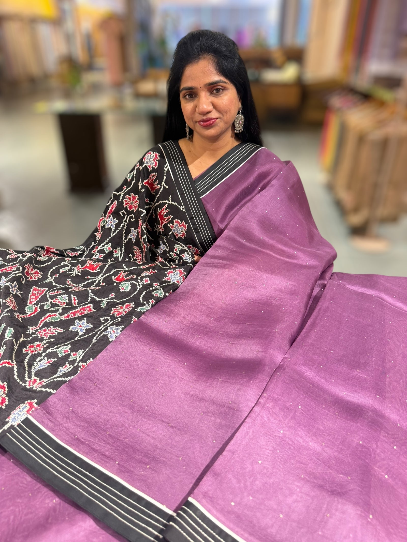 Winish purple Organza Saree with embroidered blouse