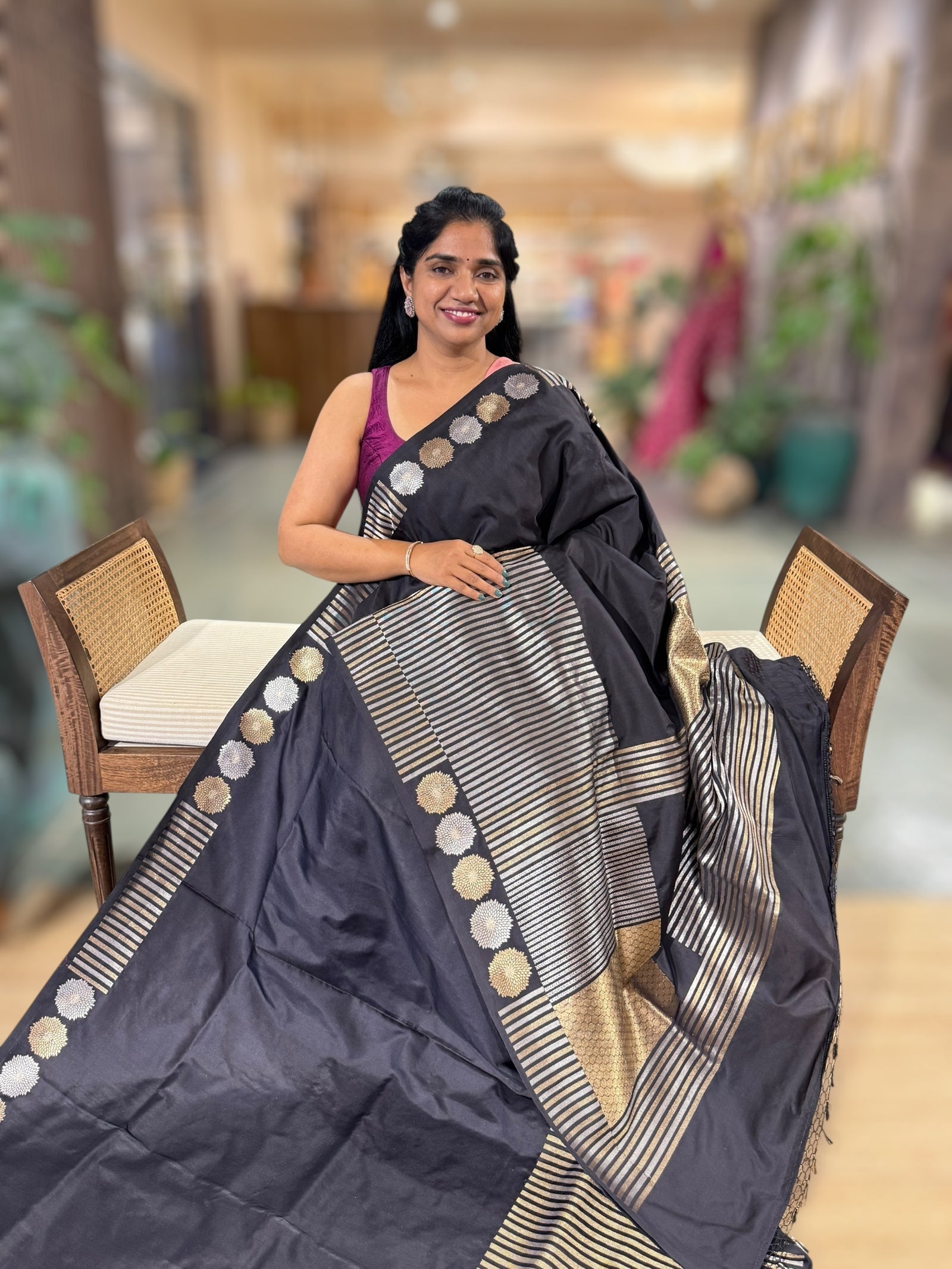 Black Designer Banarasi Ektara Silk Saree