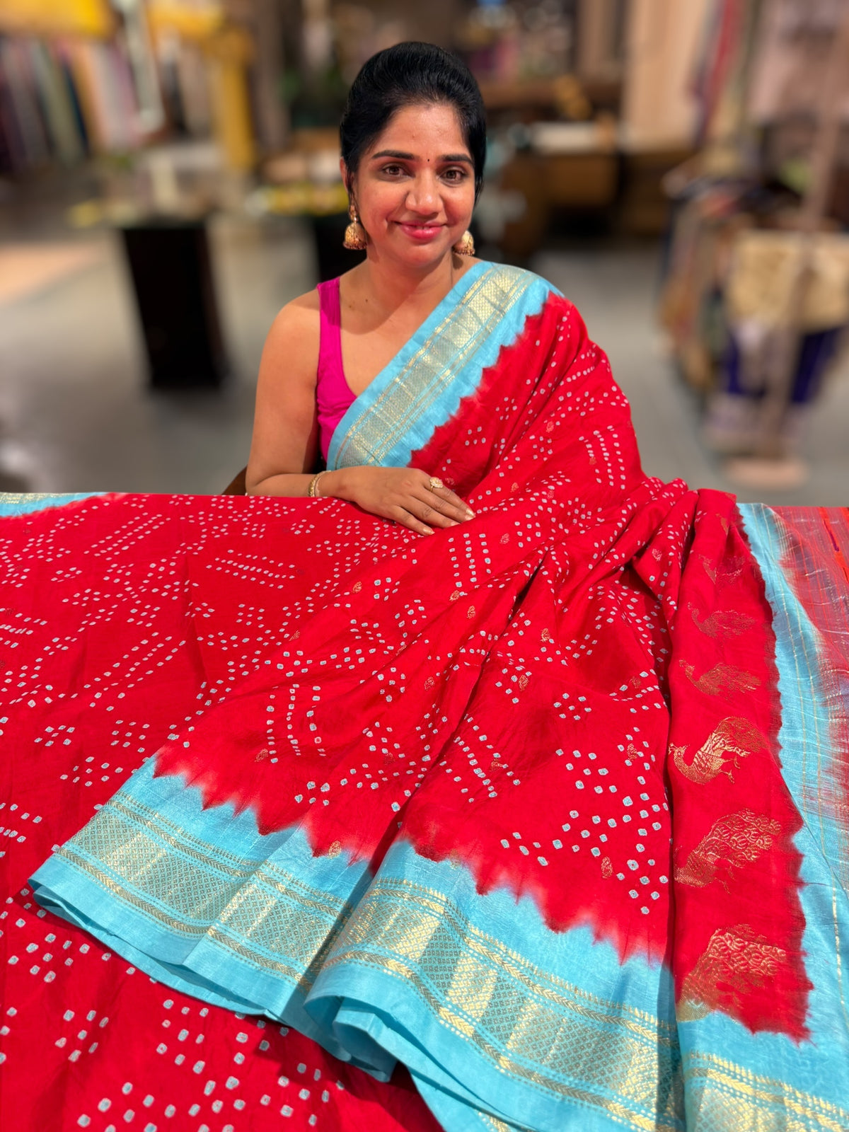 Pure handloom Bandhini paithani saree