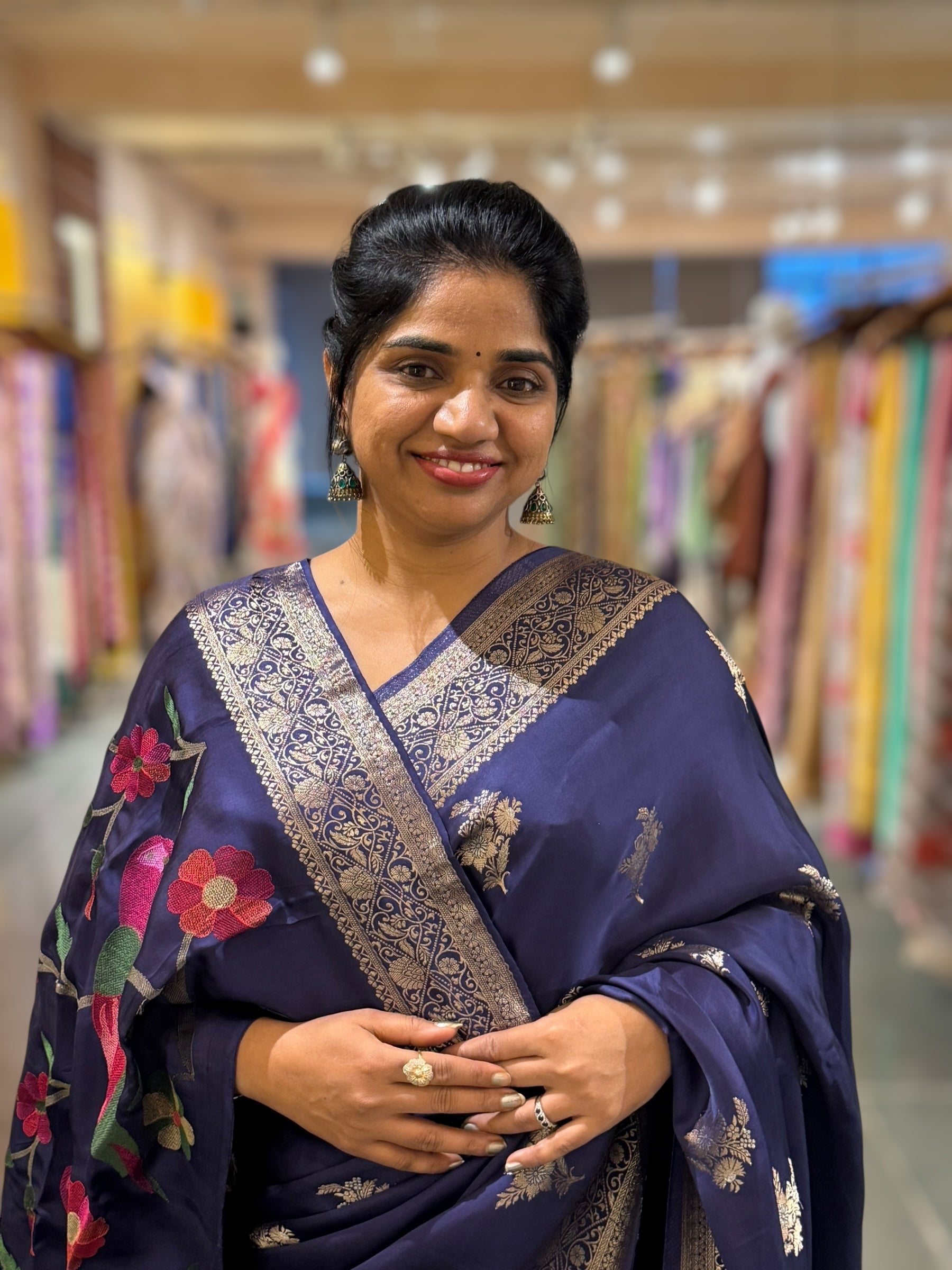 Violet Mashru Silk Saree with Paithani inspired embroidered blouse