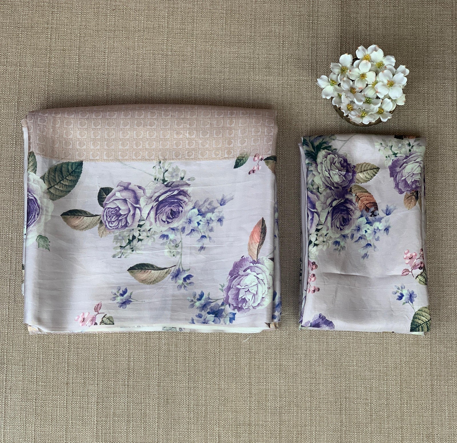 Light Lilac kanchi Brocade Saree with printed border