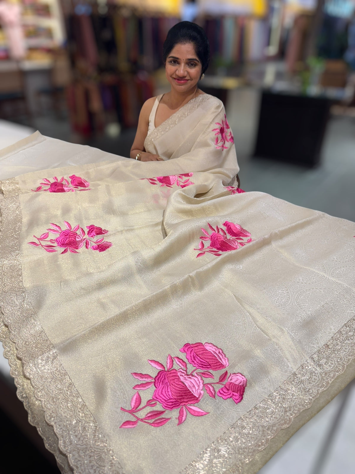 Ivory Banarasi brocade Tissue