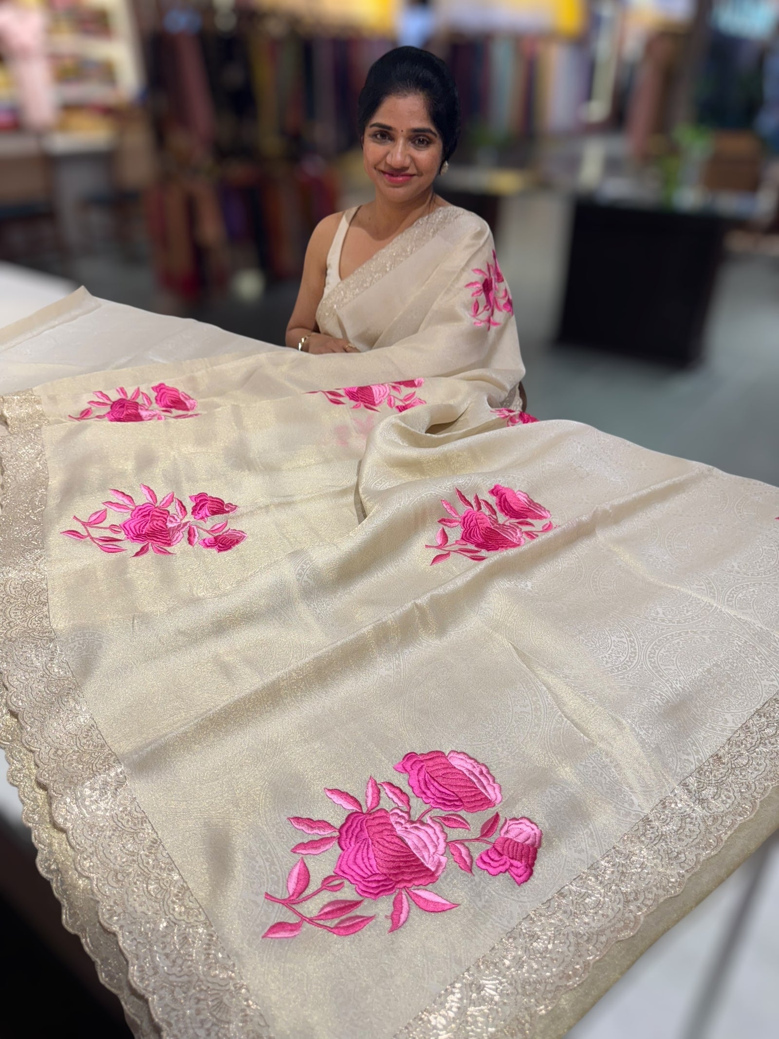 Ivory Banarasi brocade Tissue