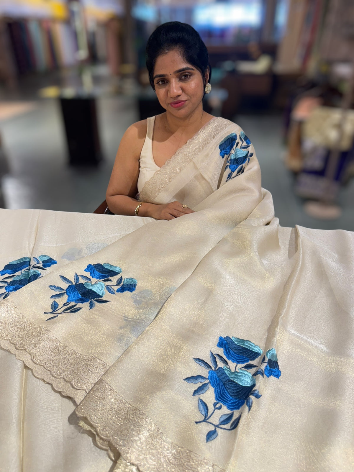 Ivory Banarasi brocade Tissue