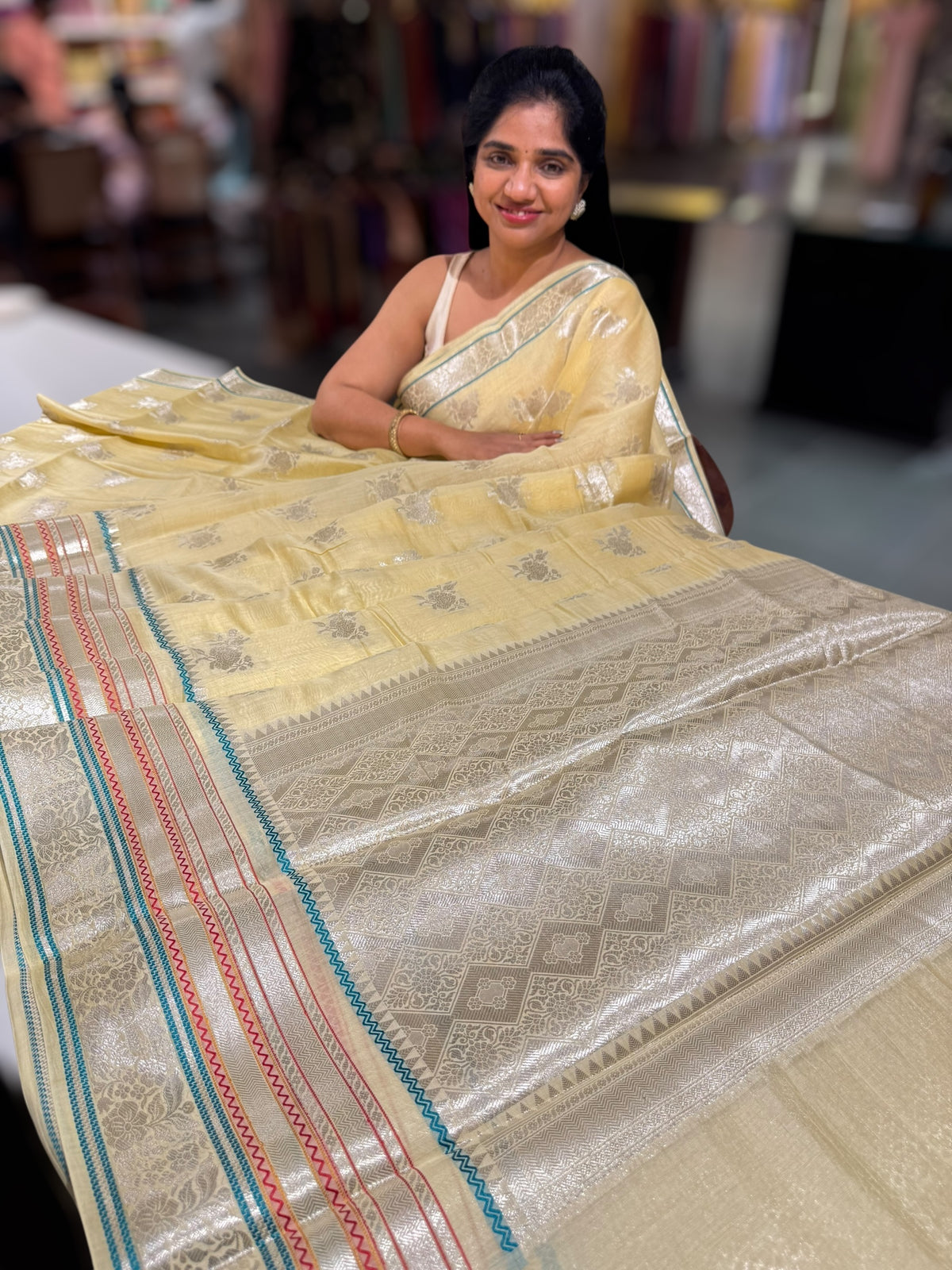 Pastel Yellow Banarasi Mul Silk Cotton Saree