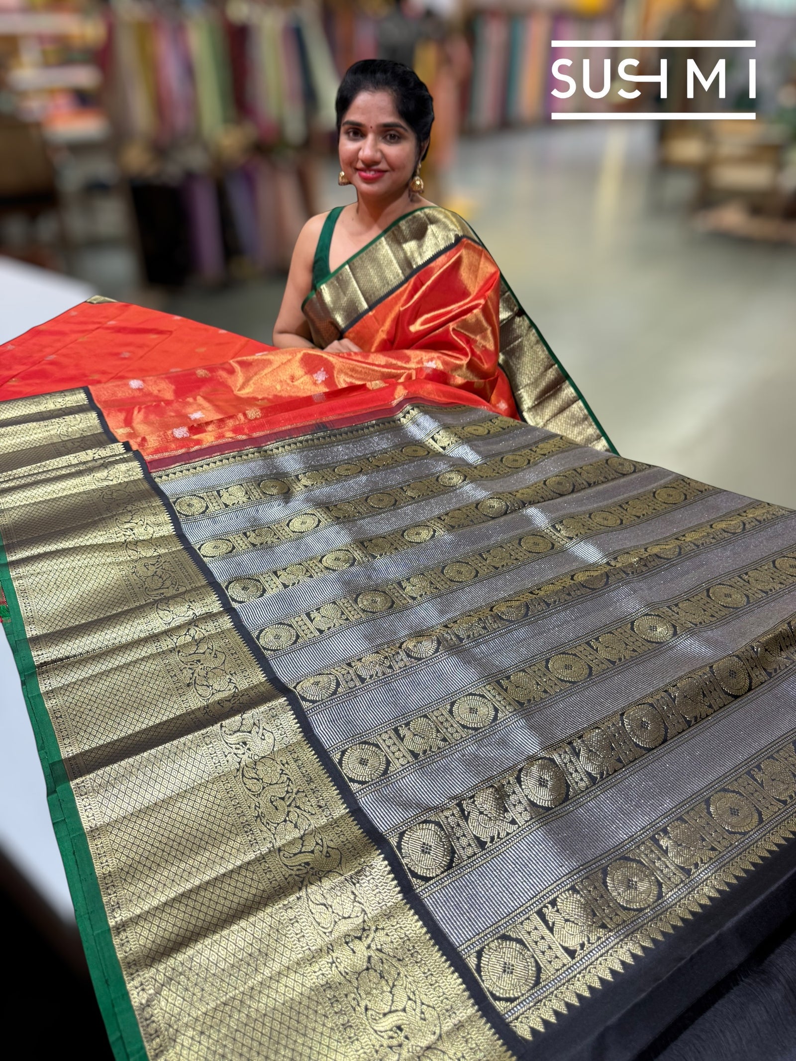 Orangish Red Tissue Vintage Kanjeevaram : S62F123