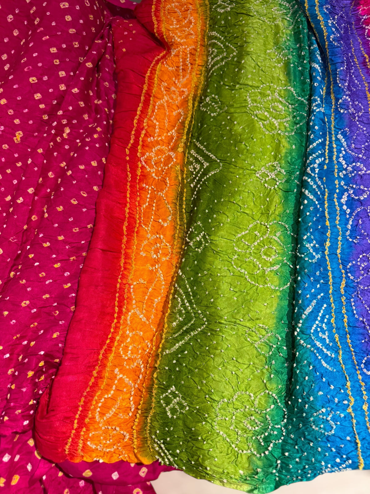 Pink Pure gajji silk saree with rainbow pallu