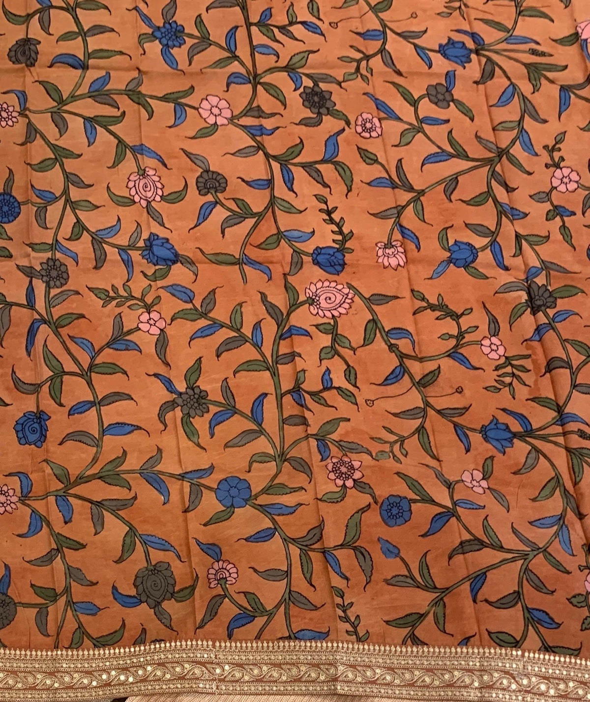 Rust Orange Banarasi brocade with sabyasachi borders and pen kalamkari Blouses