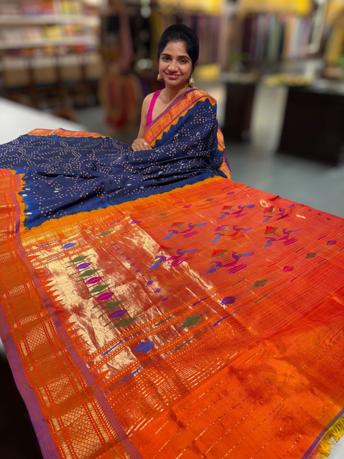 Pure handloom Bandhini paithani saree