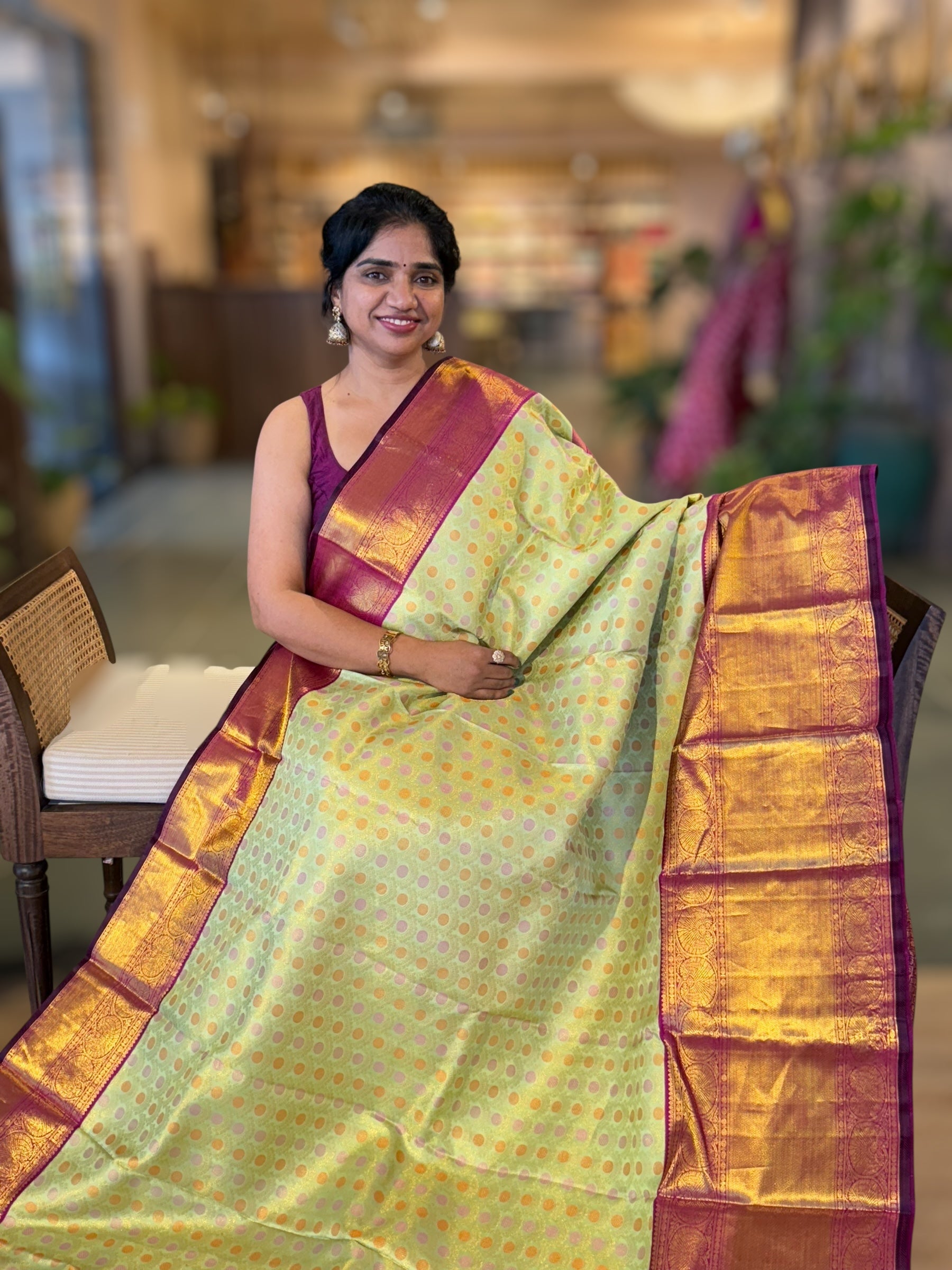 Mint Green Meenakari Korvai Kanjeevaram Saree