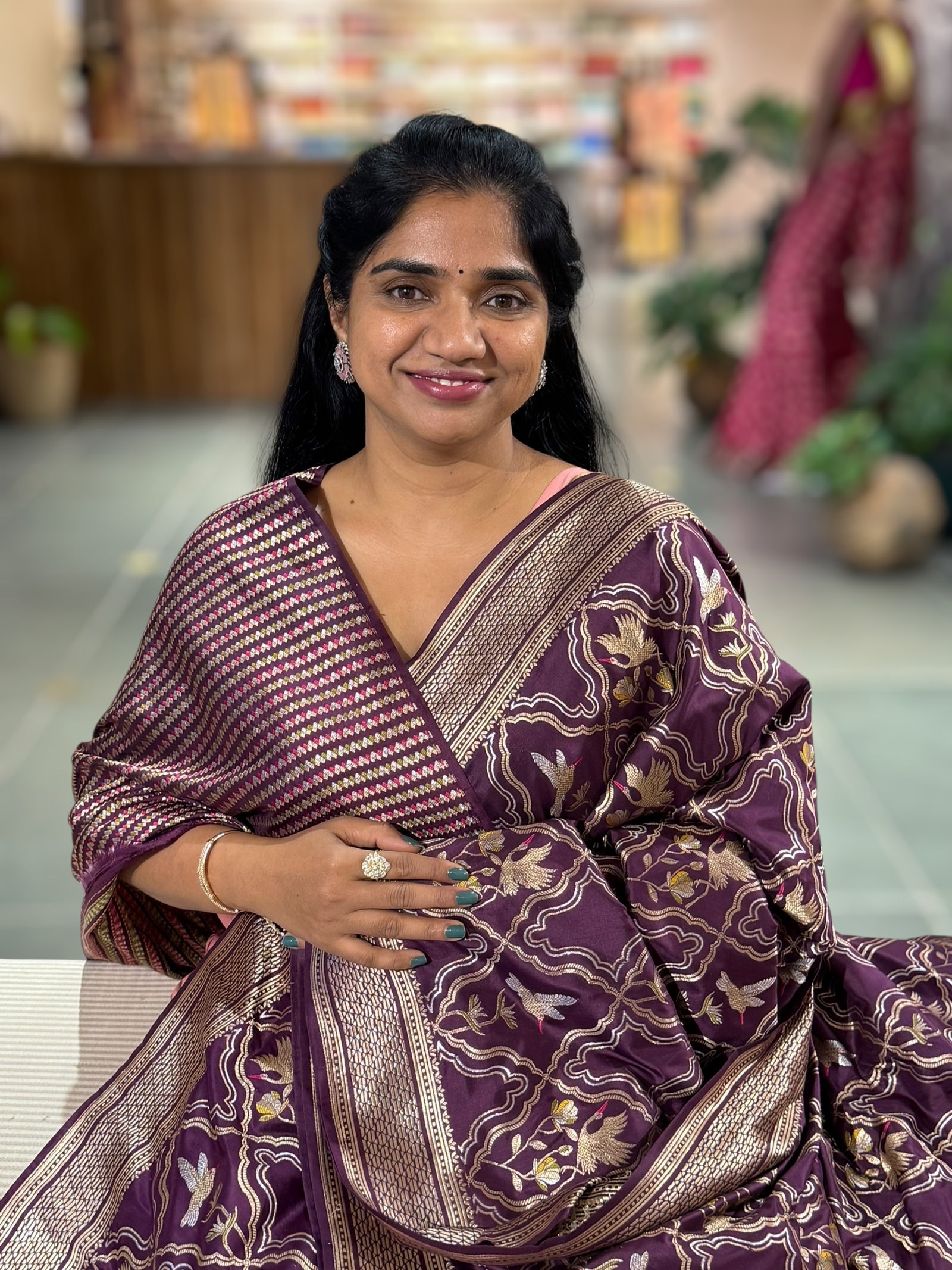 Wine Designer Banarasi Silk Saree