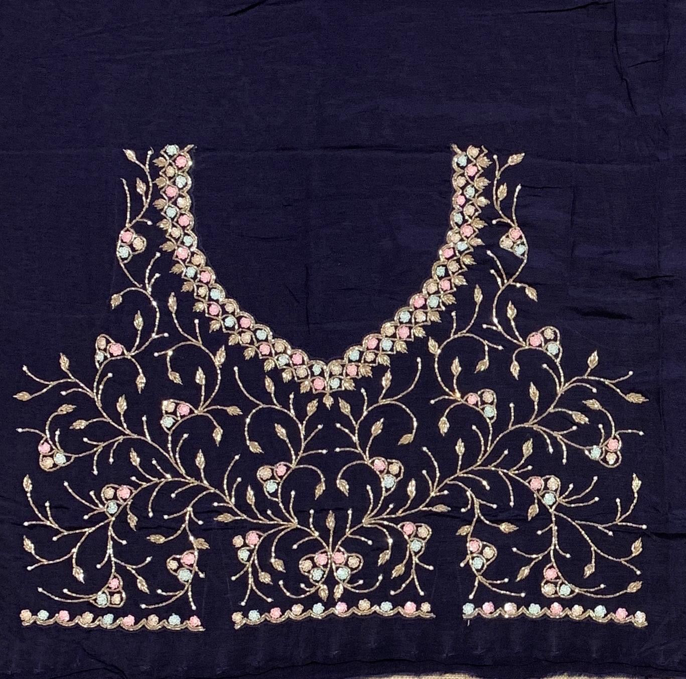 Tissue Gorgette Saree With Handwork Border and Blouse.