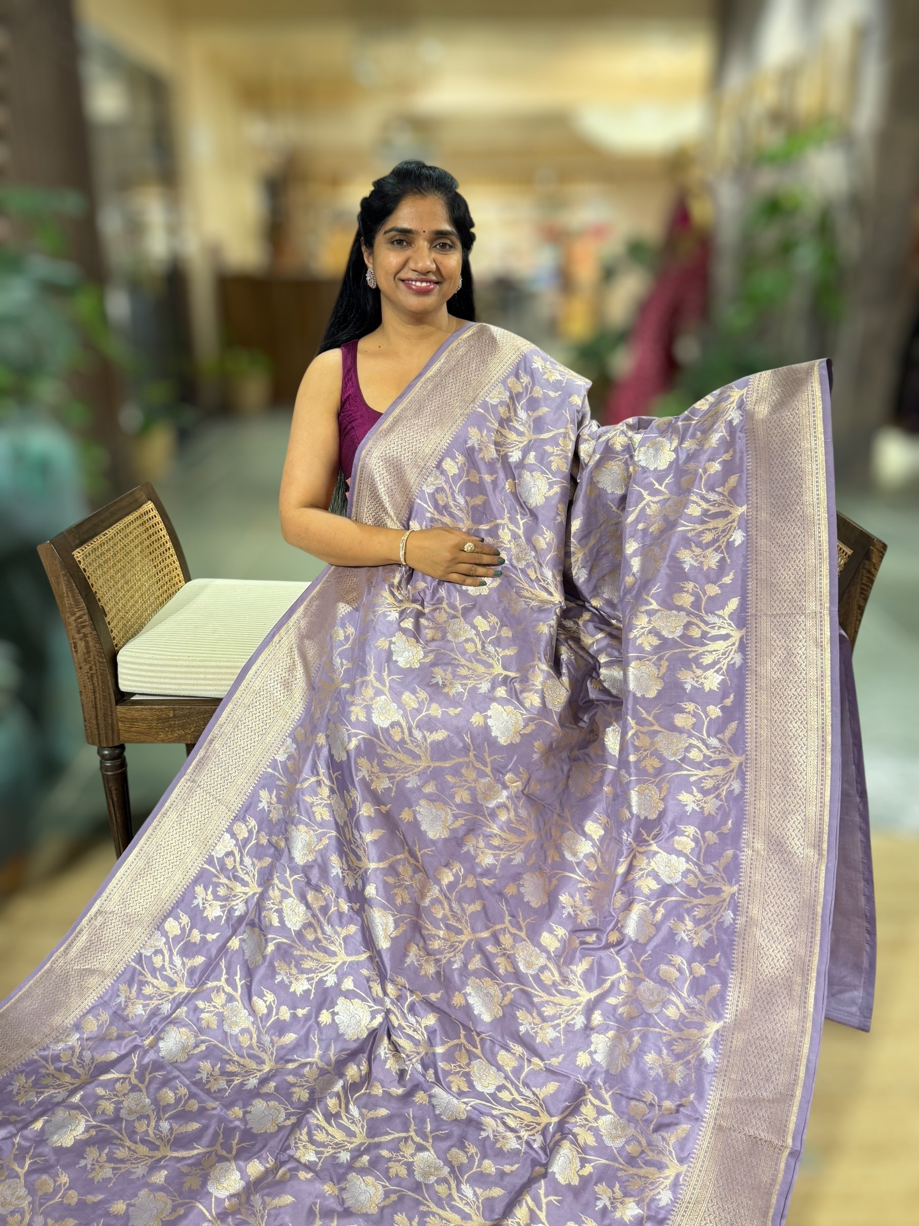 Lilac Banarasi Ektara Silk Saree