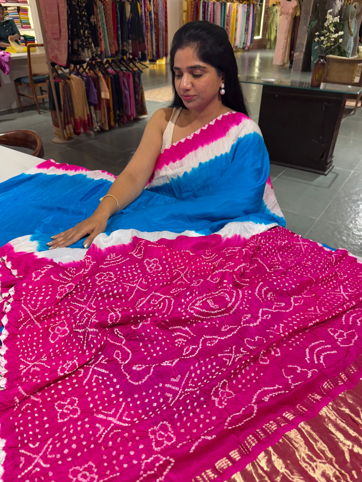 Pure gajji silk saree Rai bandhej Saree