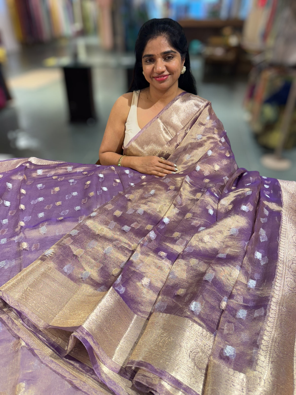 Purple Banarasi Gold Tissue Saree