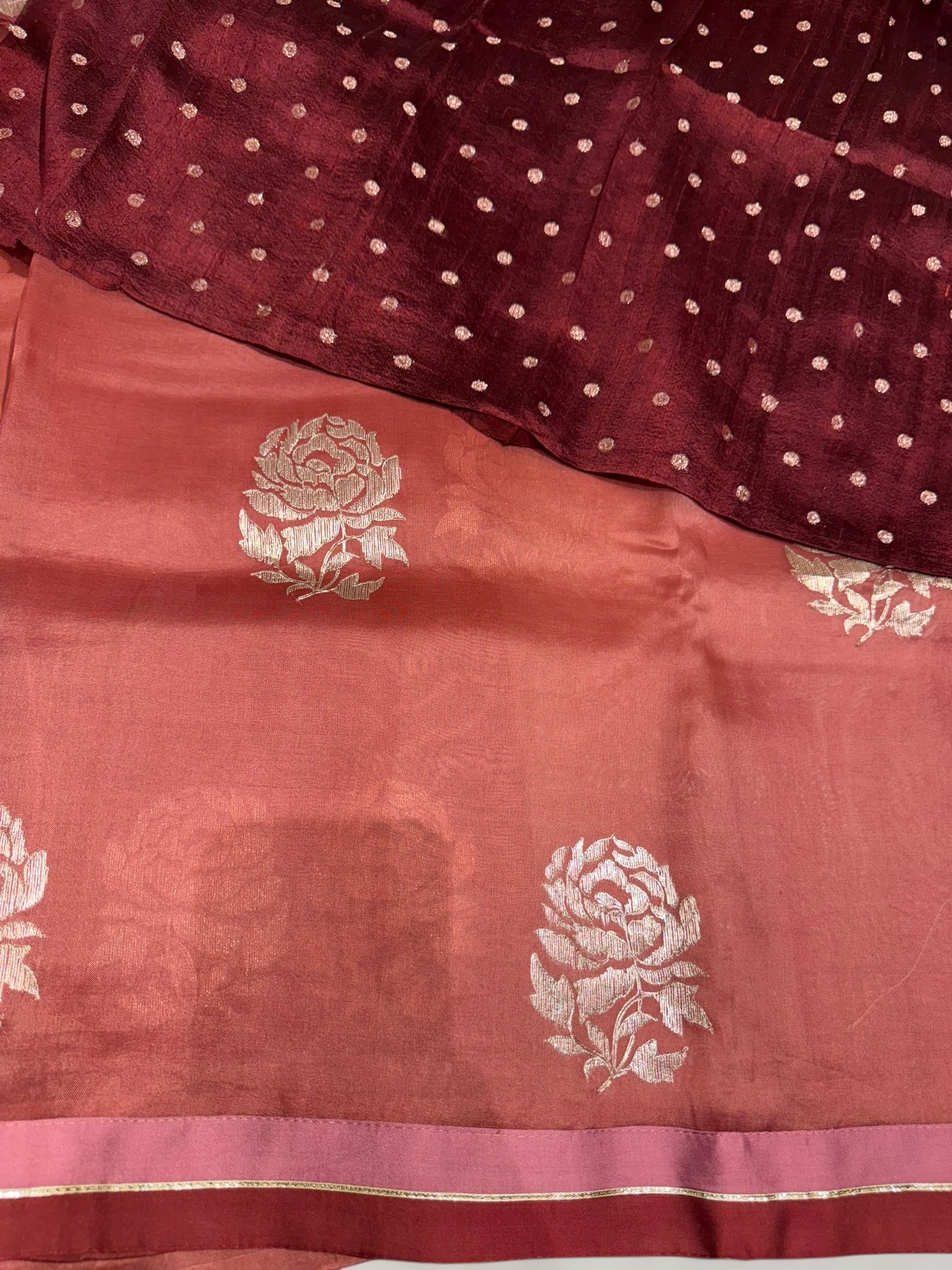 Terracota Color Pure Organza with embroidery